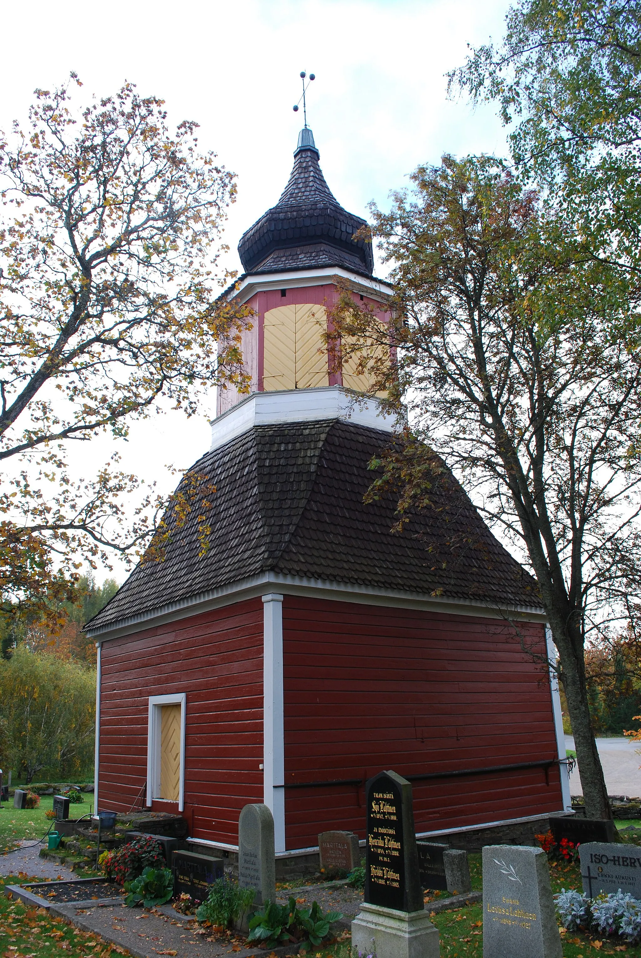 Photo showing: Kuhmalahti church. Bell tower