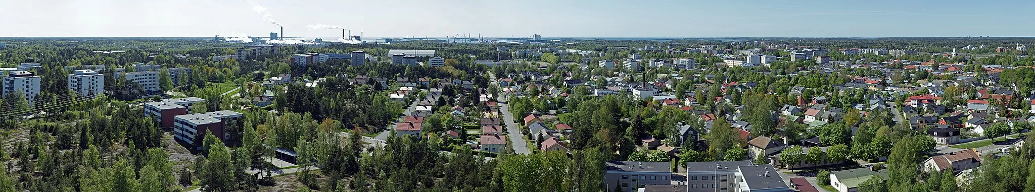 Photo showing: A panoramic image of Rauma. Images were taken from the observation deck of Rauma watertower.