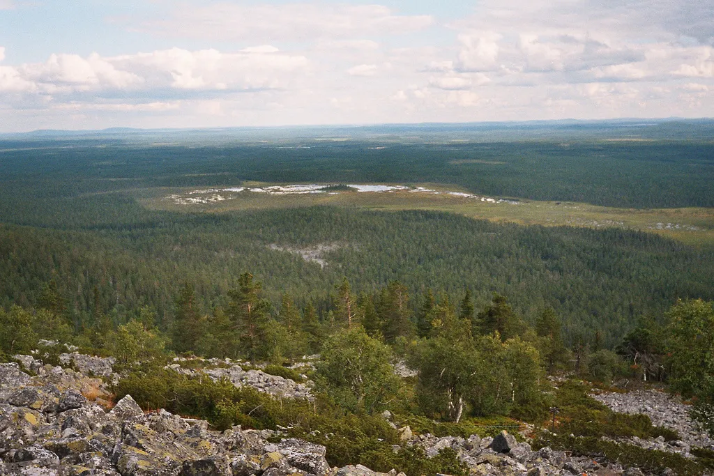 Photo showing: Scenery from Pyhätunturi in Pyhä-Luosto Nationalpark in Finland