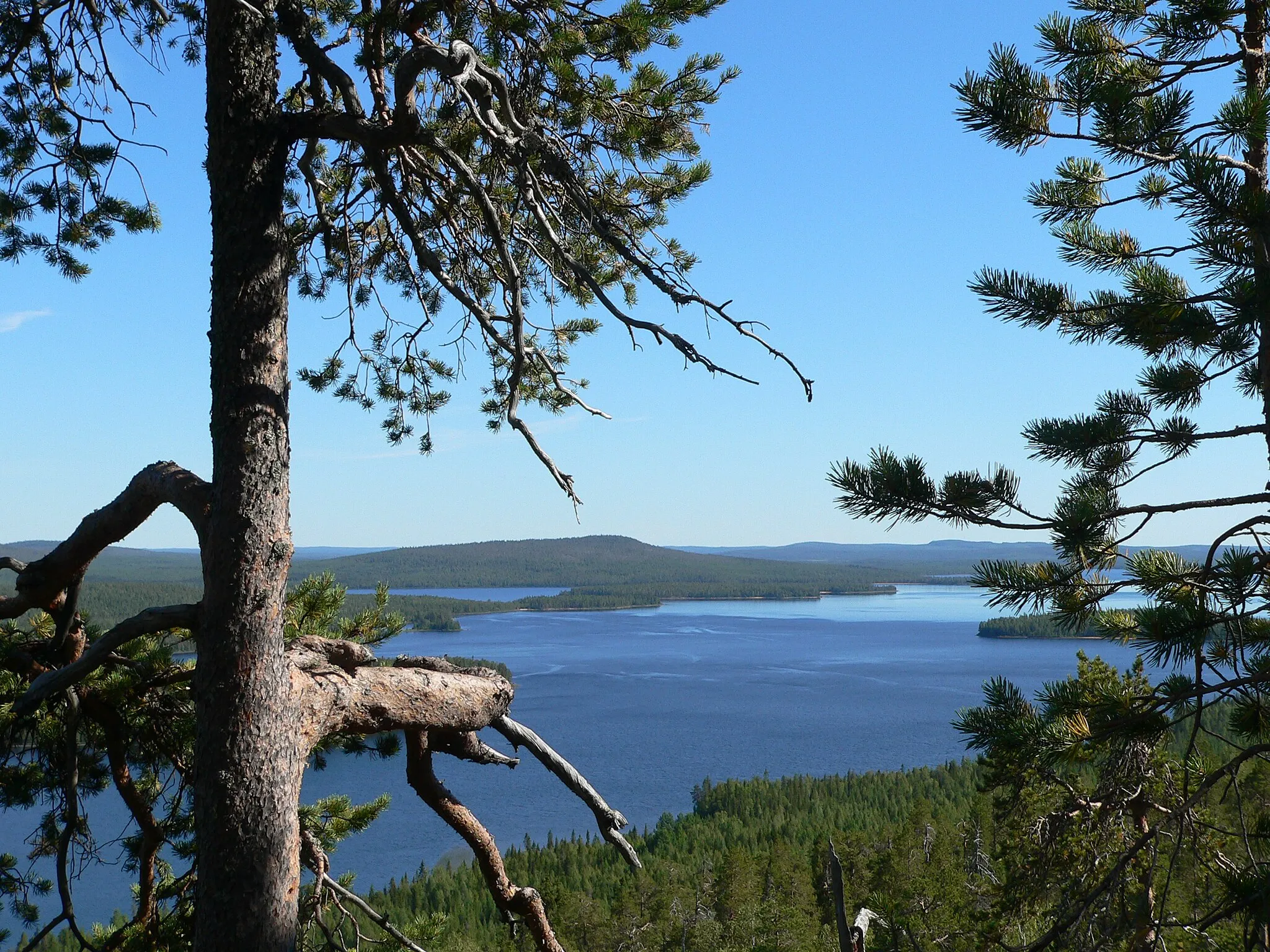 Photo showing: Miekojärvi as seen from Pieskänjupukka in Pello, Finland