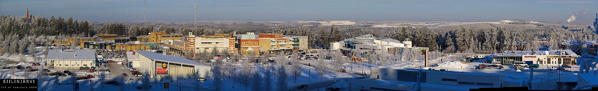 Photo showing: Panoramic view of Siilinjärvi, Finland, on 3 February 2009