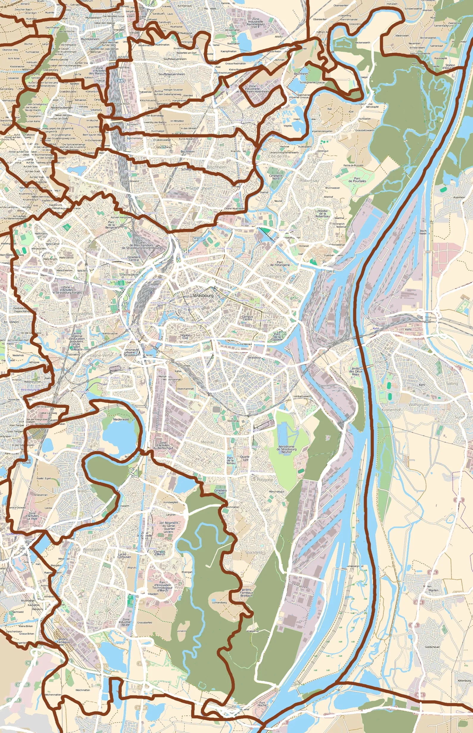 Photo showing: Map of Strasbourg, France.