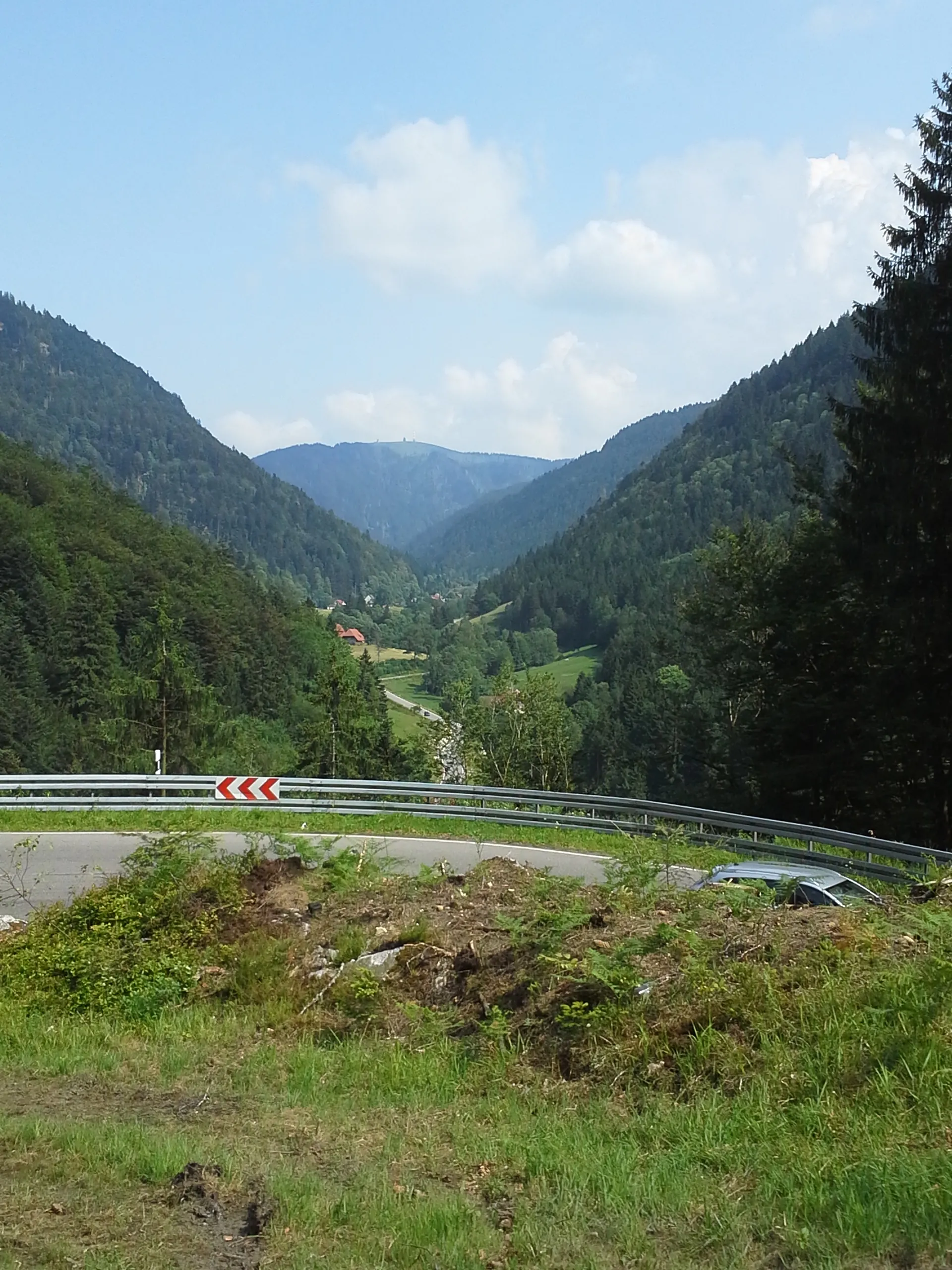 Photo showing: Blick von Nordwesten durchs St. Wilhelmer Tal auf den Feldberg