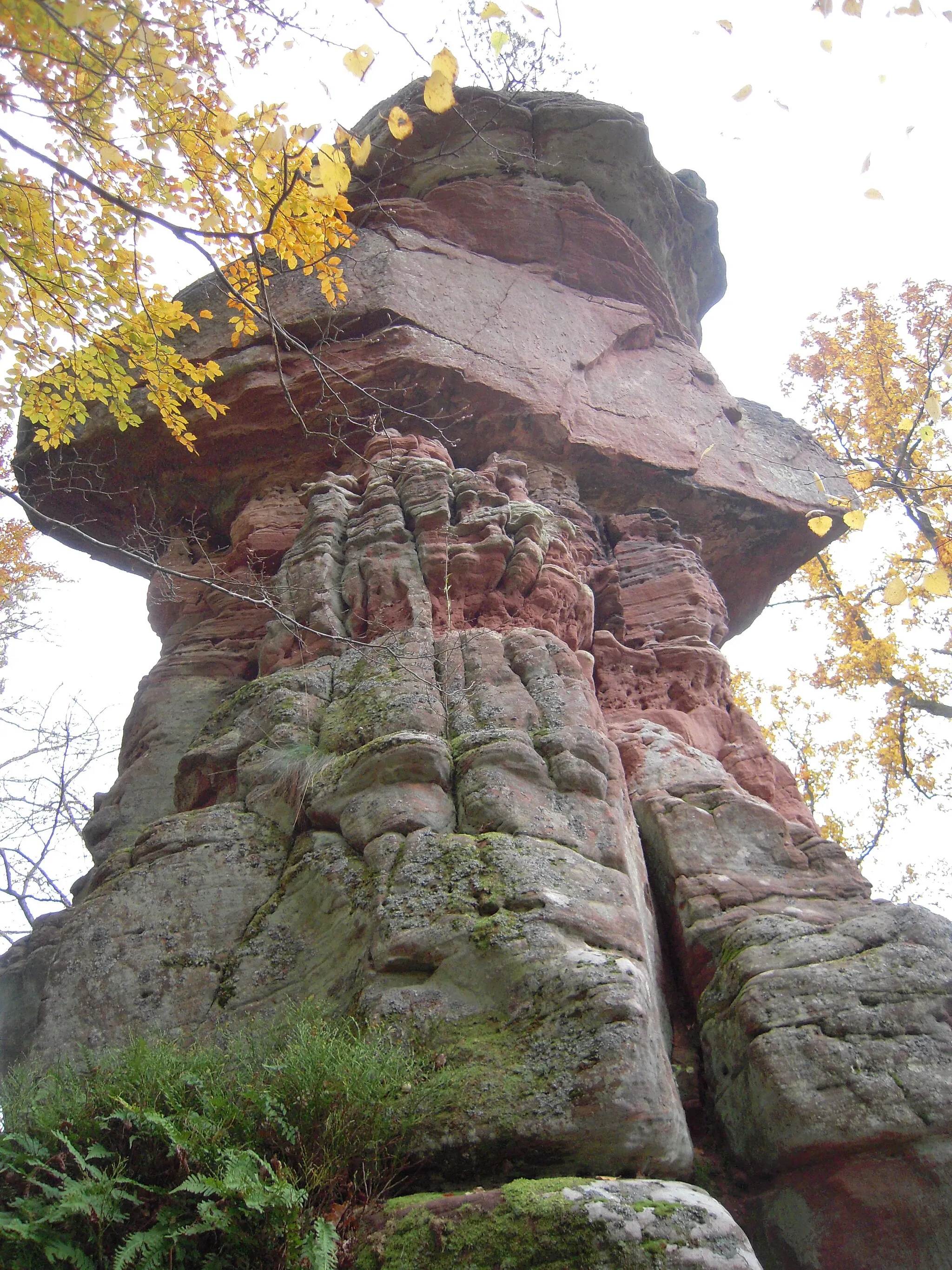Photo showing: Rocher en grès, forme de champignon près de la ruine du Ramstein (F-57)
