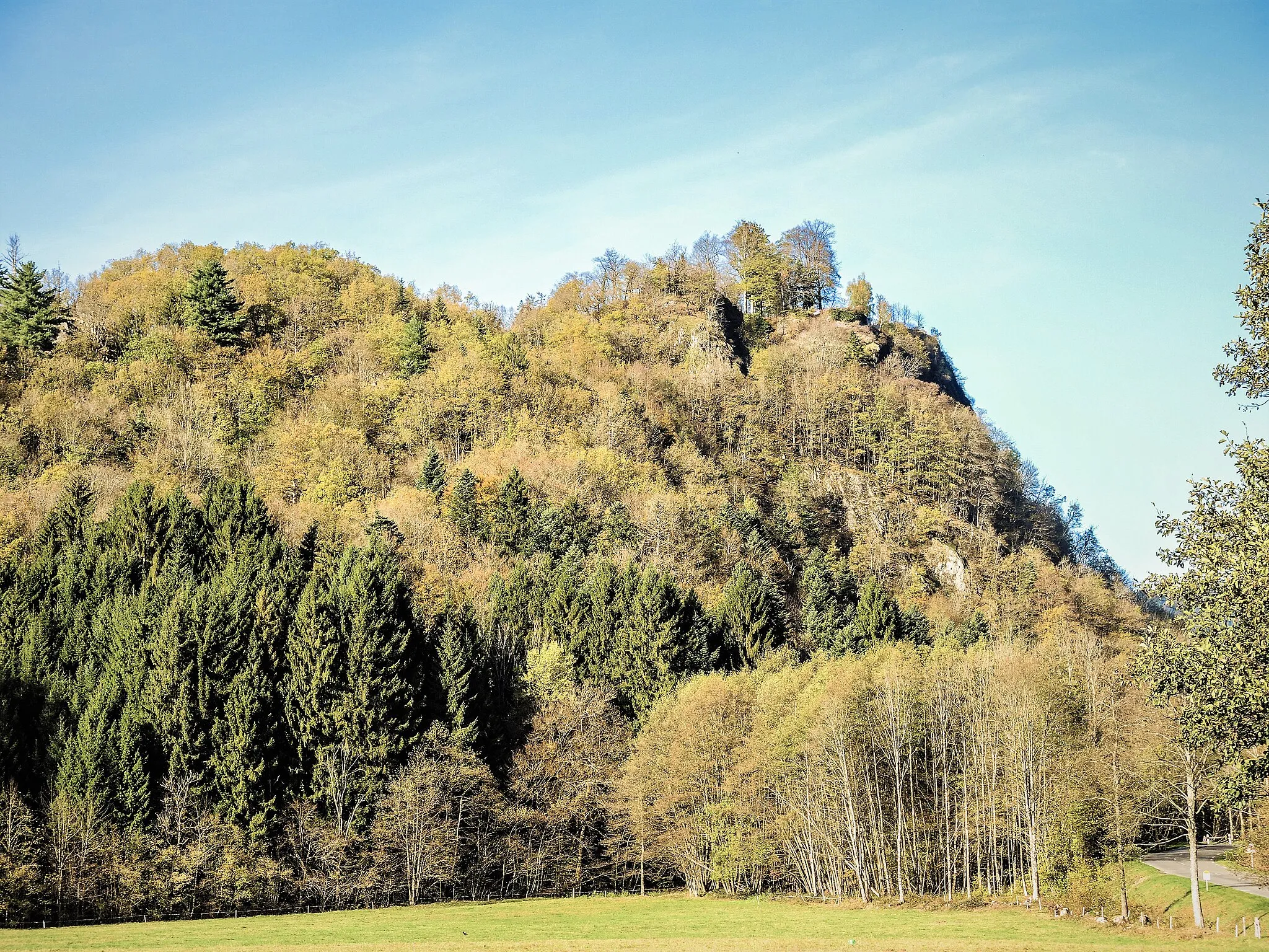 Photo showing: Colline du Schlossberg, vue de la route Kruth-Wildenstein. Haut-Rhin.