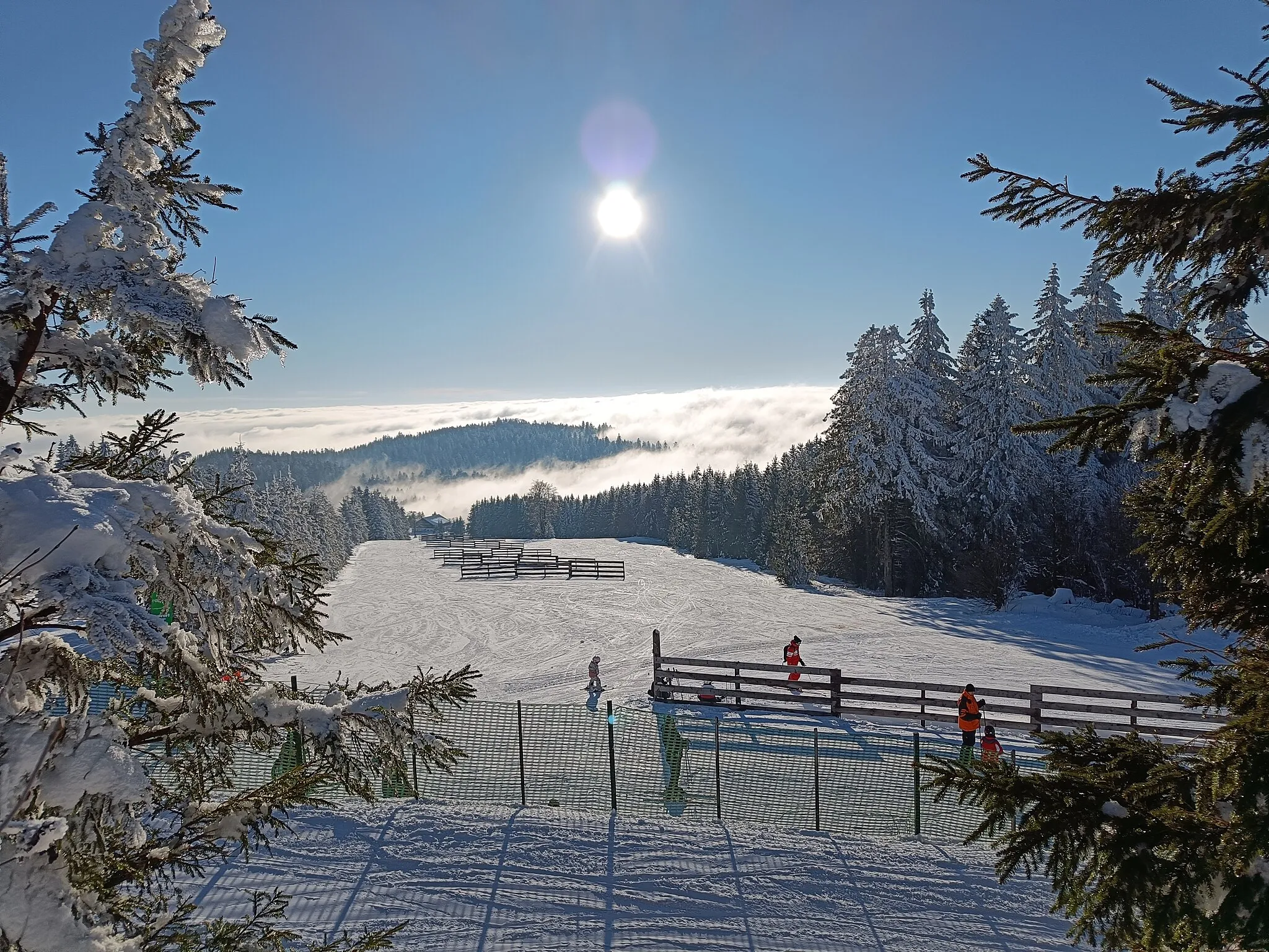 Photo showing: La piste de ski l'Ourson du domaine de La Mauselaine de Gerardmer sous le soleil de janvier