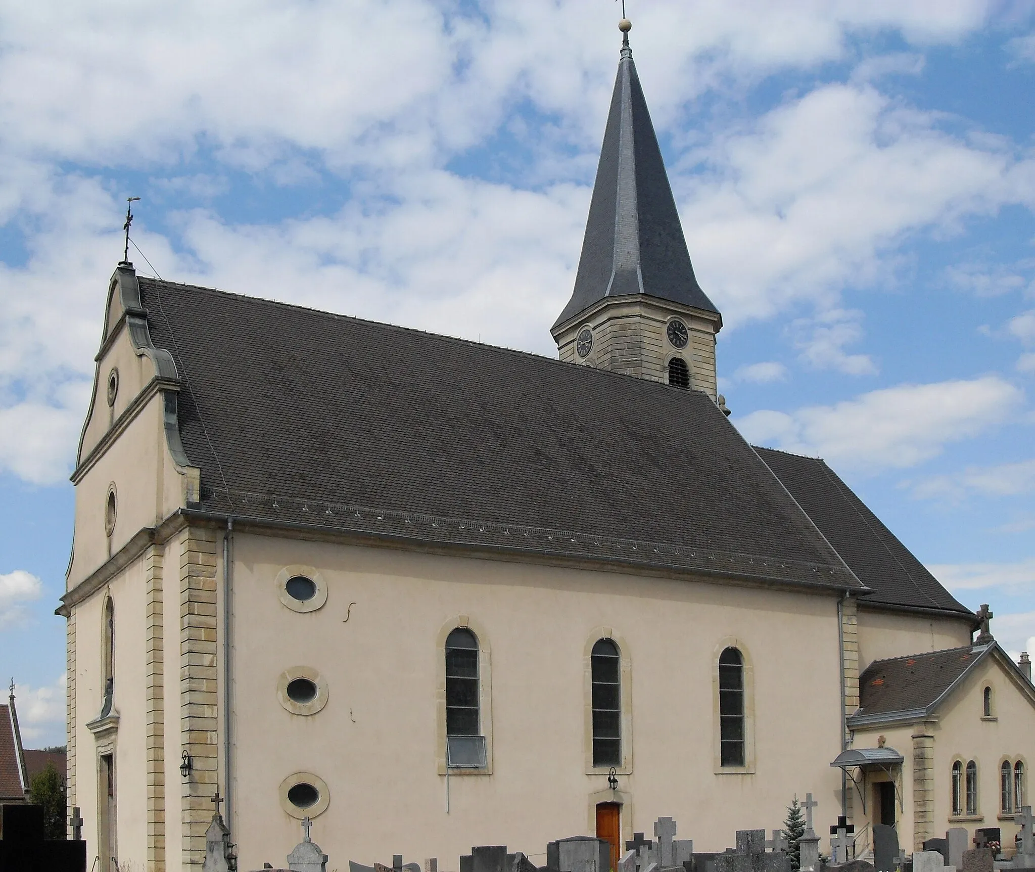 Photo showing: L'église Saint-Jean-Baptiste à Hirsingue, côté sud-ouest