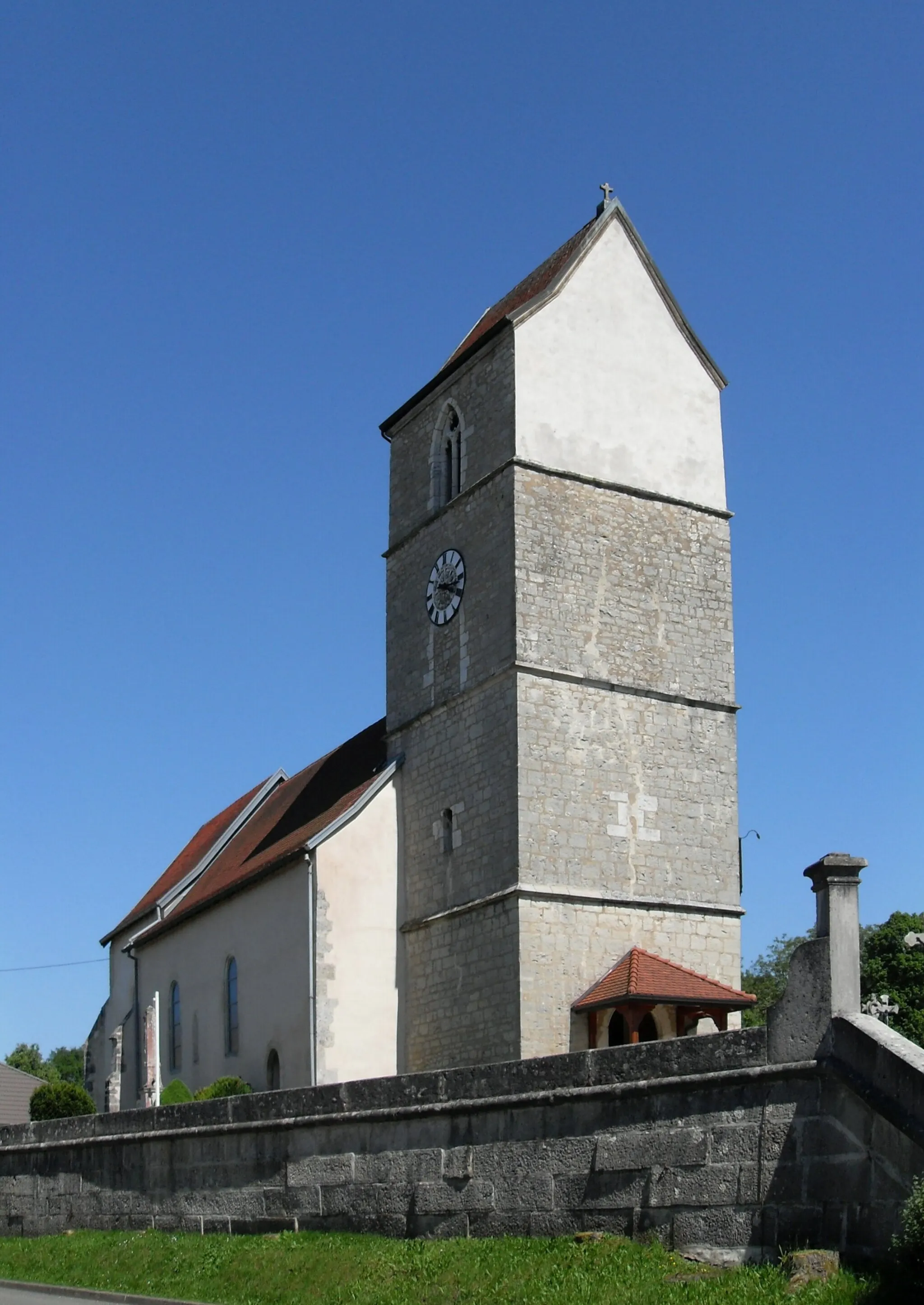Photo showing: L'église Saint-Étienne à Courtelevant, côté ouest