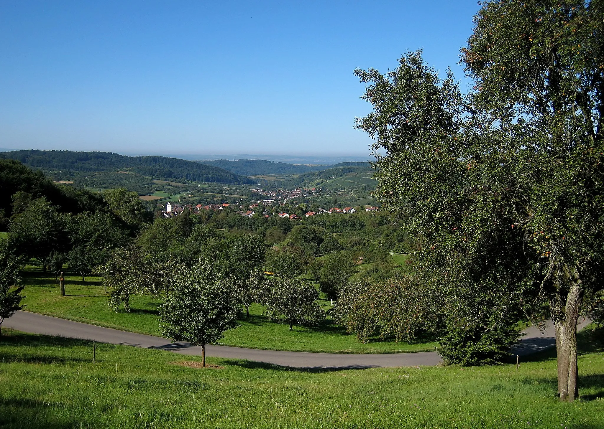 Photo showing: Schliengen im Markgräflerland: Blick auf die Ortsteile Ober- und Niedereggenen. Süd-Schwarzwald/Deutschland