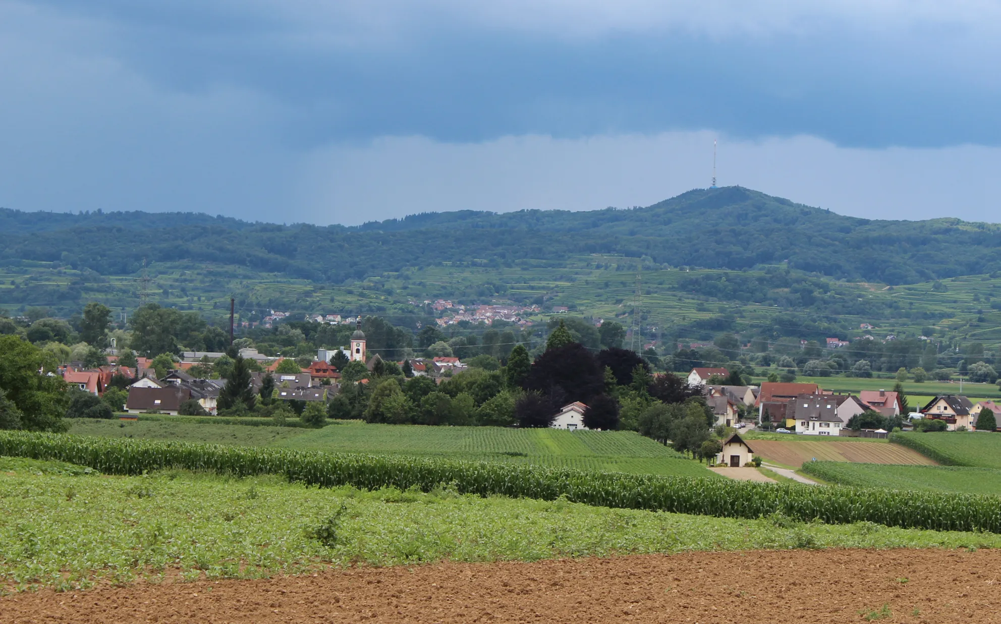 Photo showing: Blick nach Neuershausen vom Rebstuhl