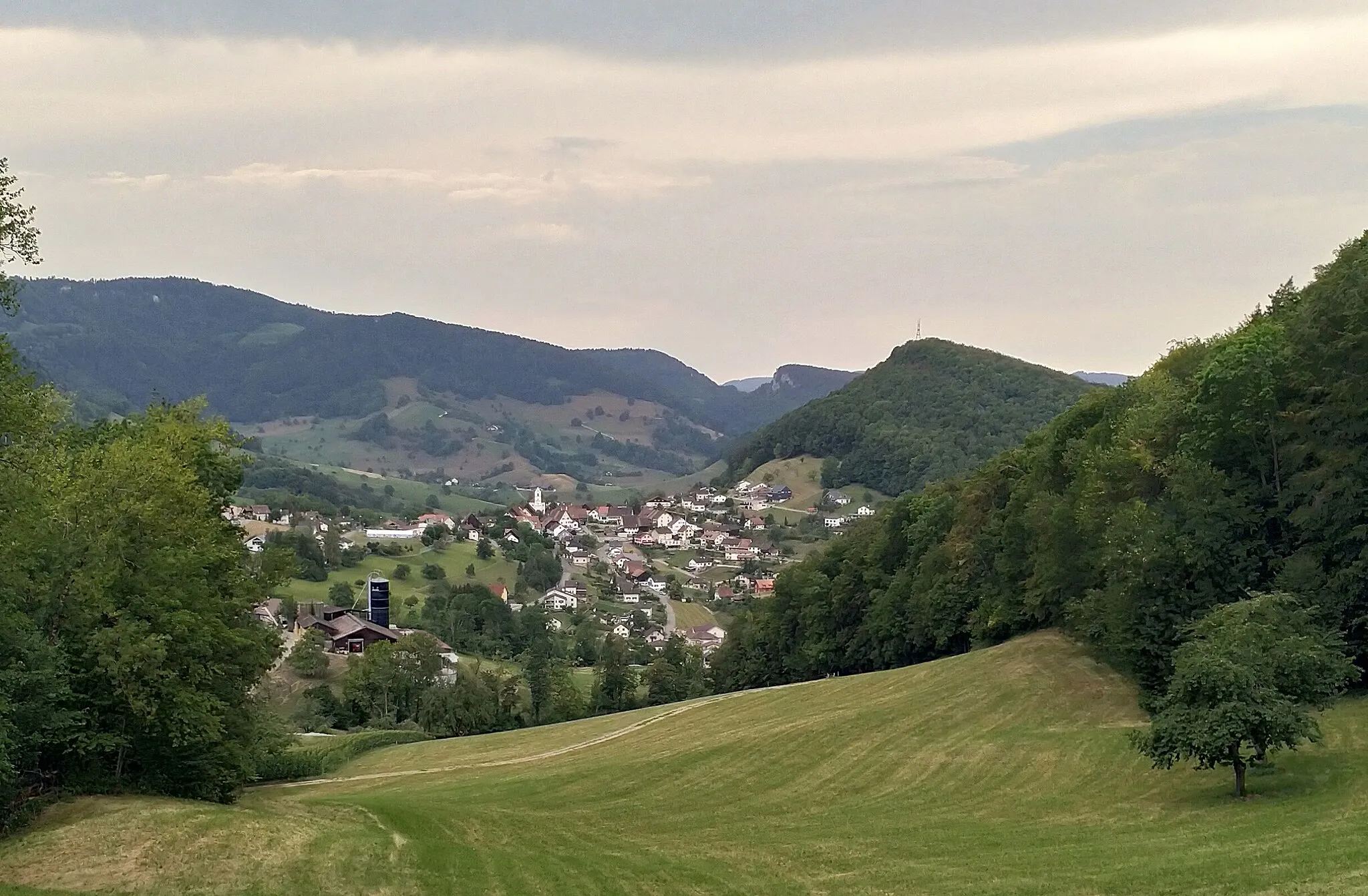 Photo showing: View towards Grindel, canton of Solothurn (Switzerland), from the road to Erschwil.