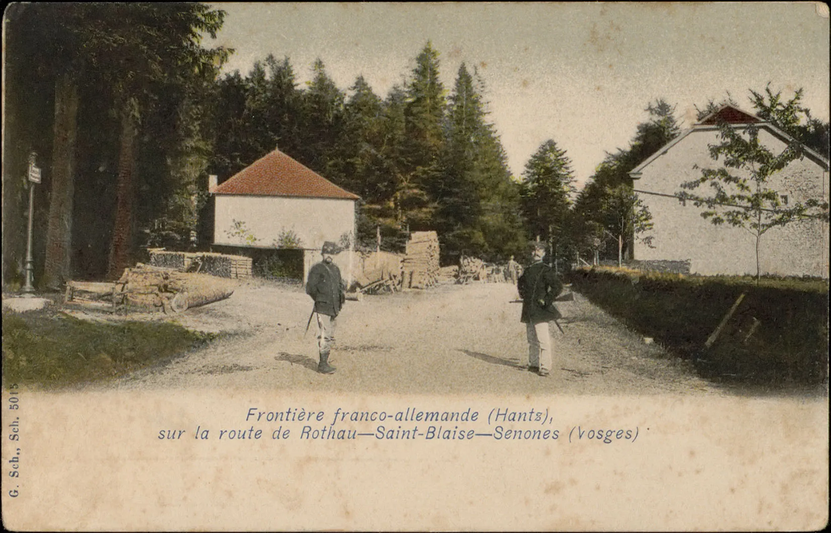 Photo showing: Carte postale n°5015  Carte postale représentant la frontière franco-allemande sur la route de Rothau - Saint-Blaise - Senones