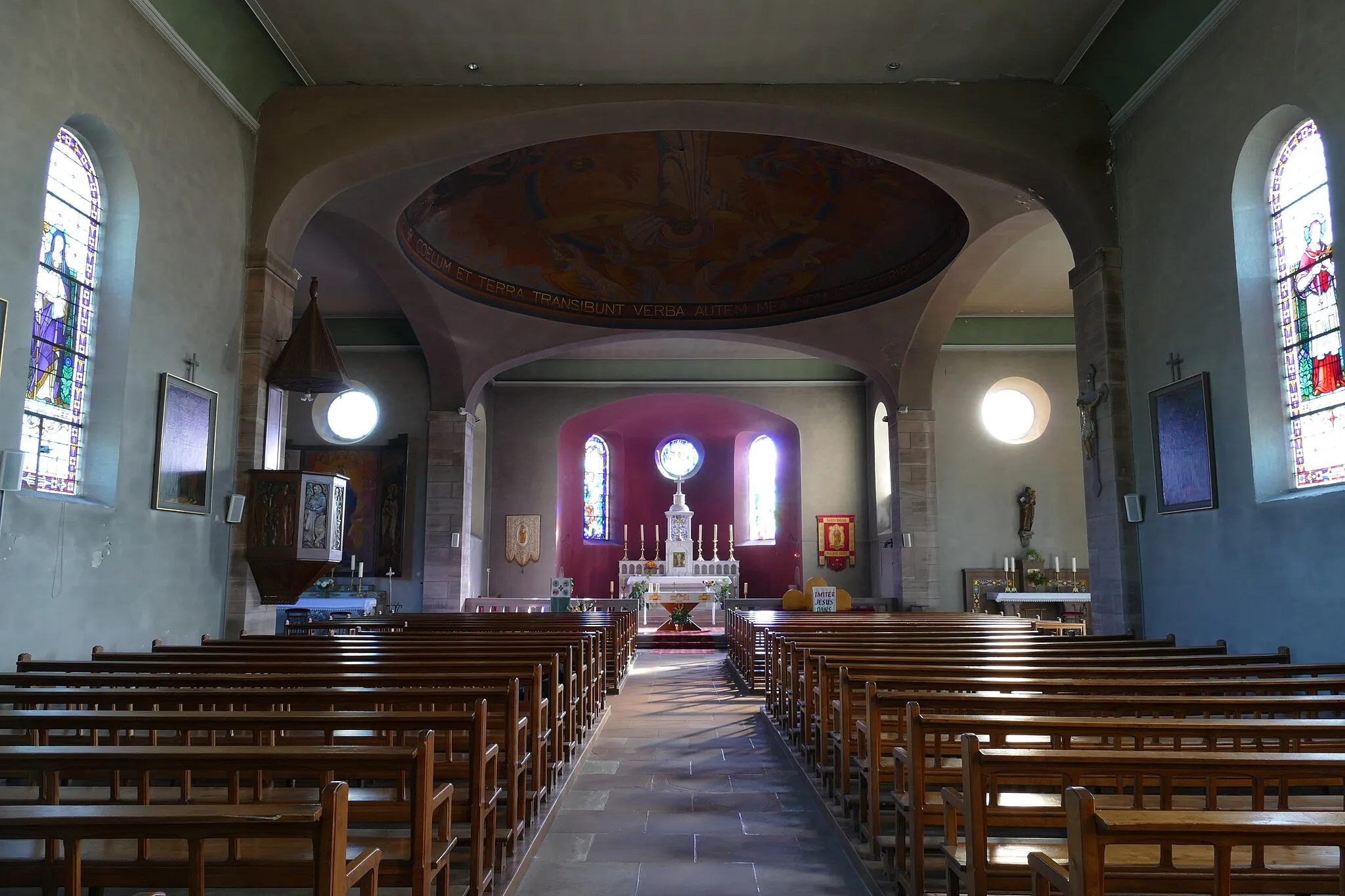 Photo showing: Alsace, Bas-Rhin, Plaine, Église Saint-Arnould (IA67013071): Vue intérieure vers le chœur.