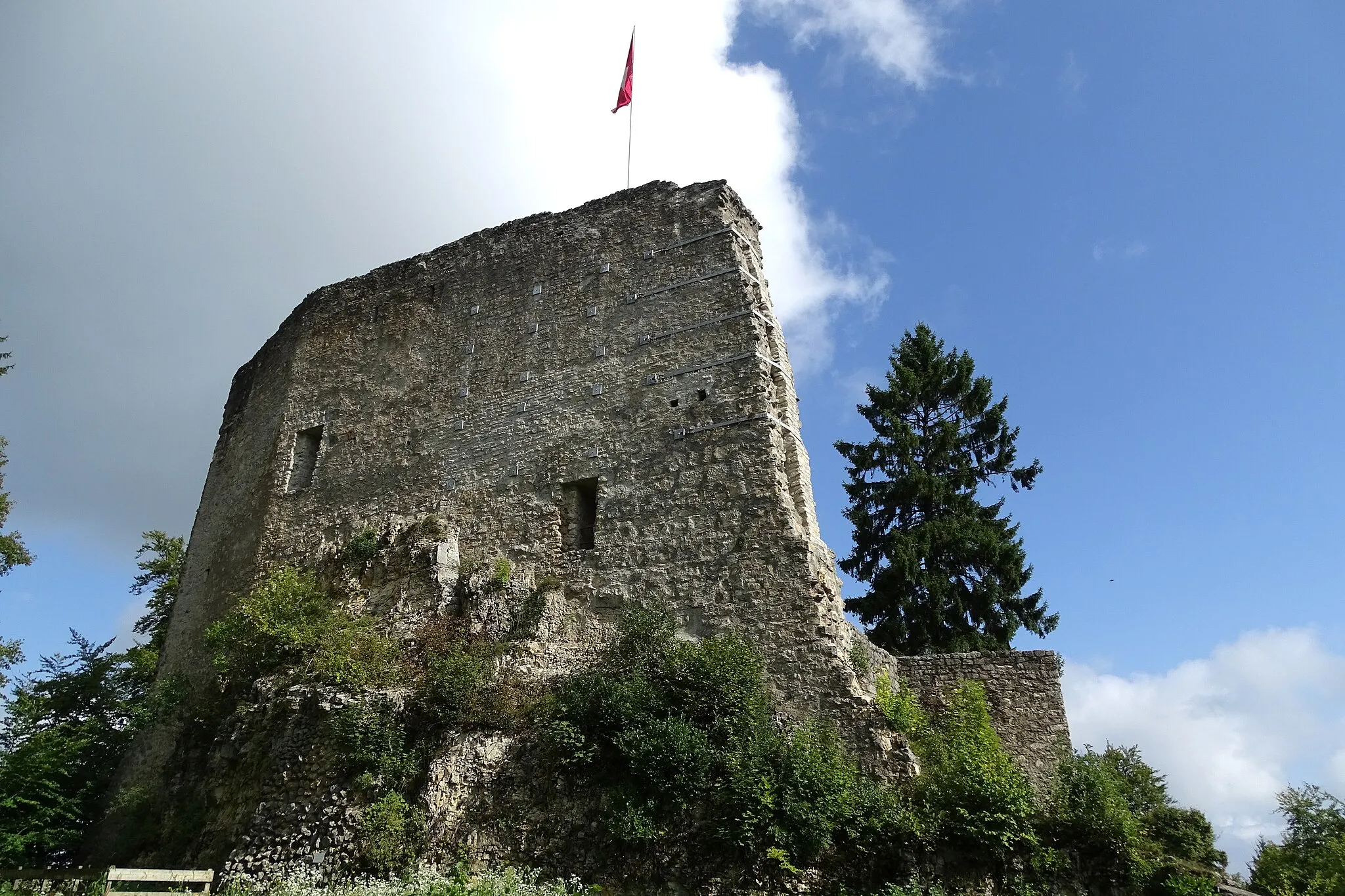 Photo showing: Schildmauer der Ruine Farnsburg im Schweizer Kanton Basel Landschaft. Die Ruine befindet sich auf 734 m ü. M.