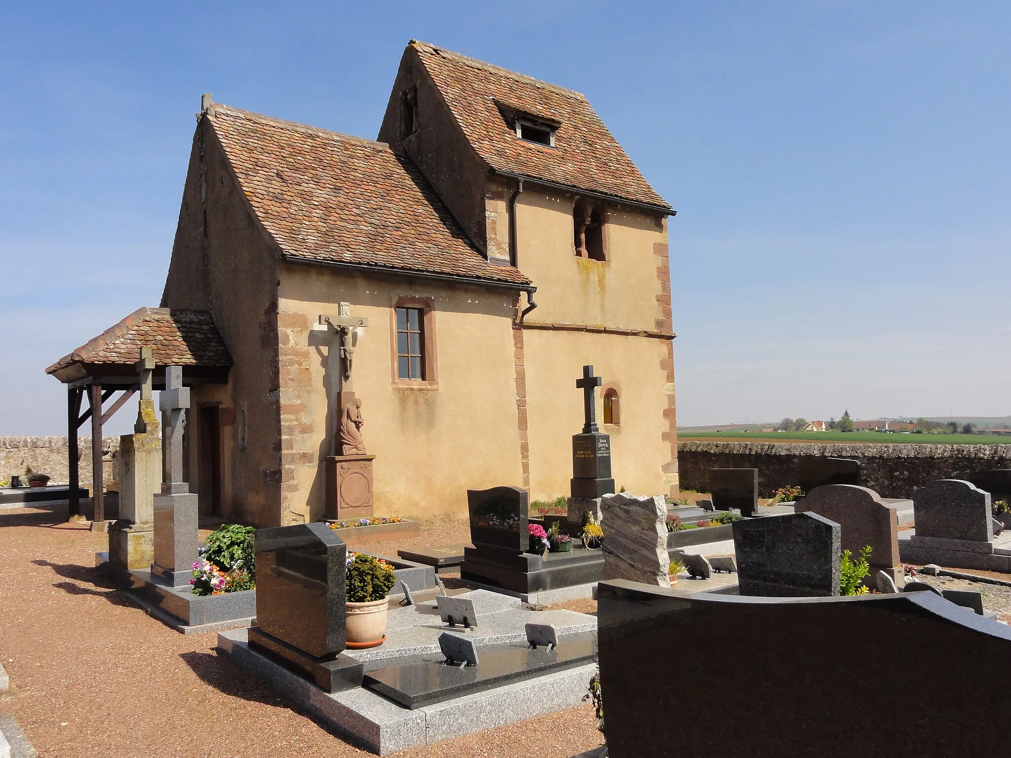 Photo showing: Église Saint-Alban, actuellement chapelle du cimetière de Betbur (XIIe-XVIIIe), Alsace, Bas-Rhin, Kleingoeft.