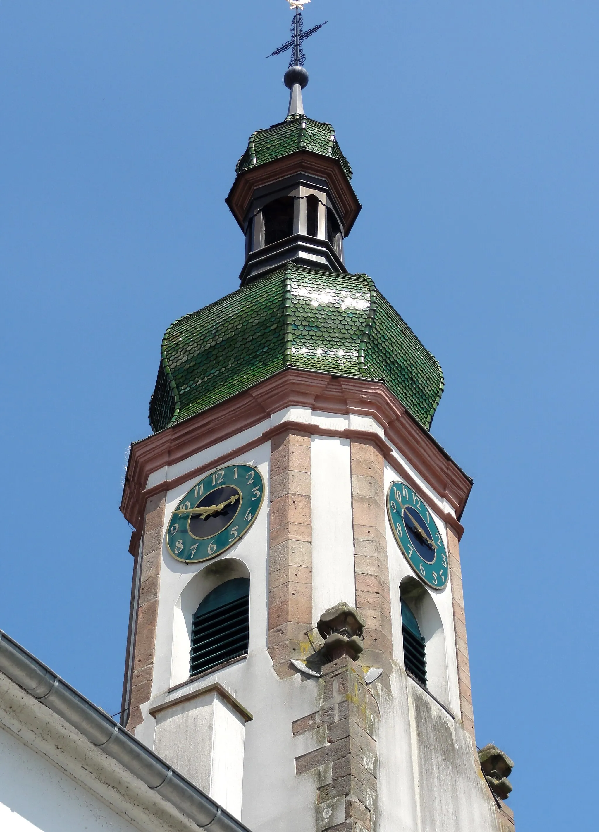 Photo showing: Alsace, Bas-Rhin, Nordhouse, Église Saint-Michel (IA00023366): Clocher à bulbe.