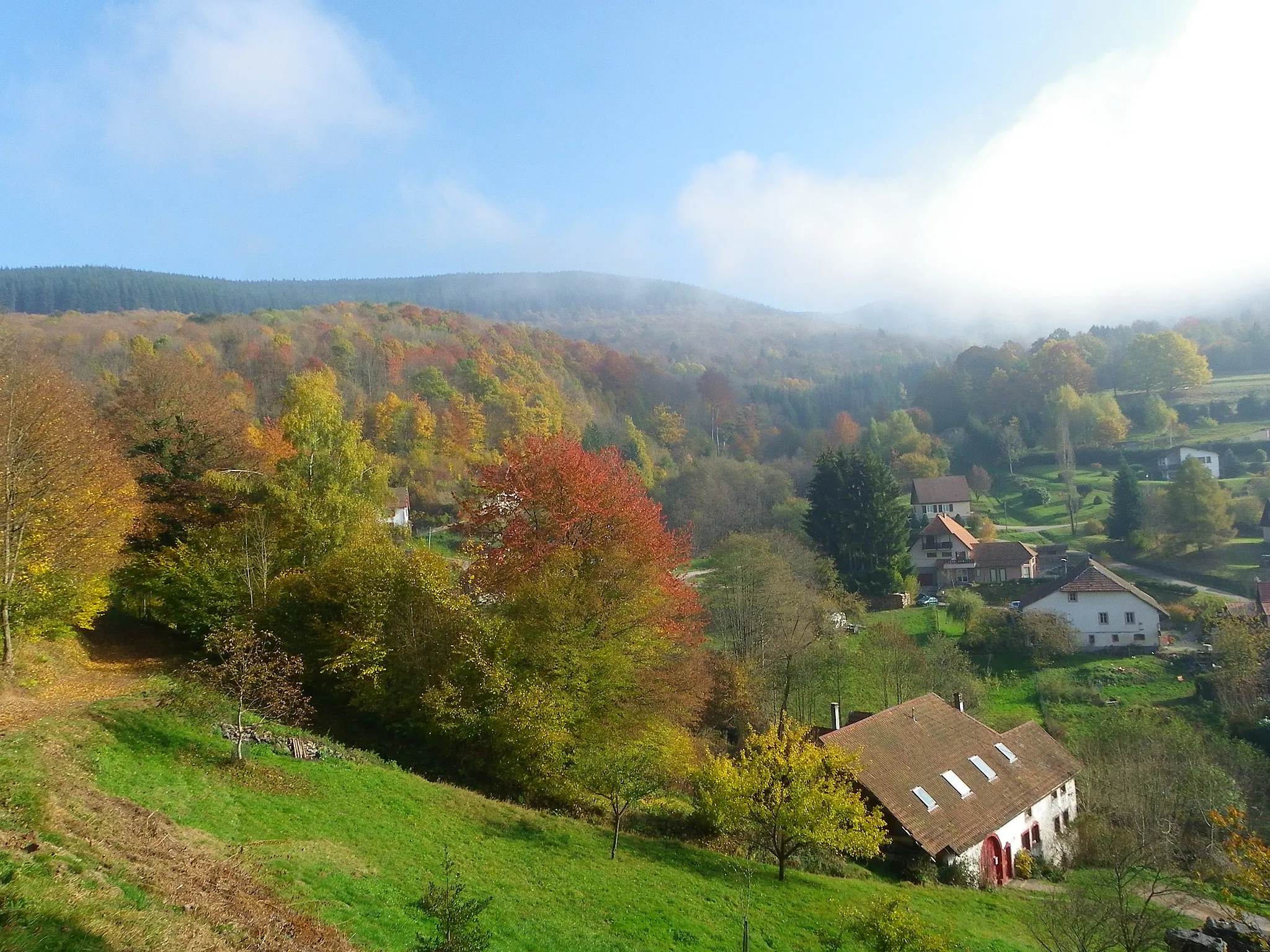 Photo showing: Waldersbach en automne, au dessus du "beausite", vue vers Belmont