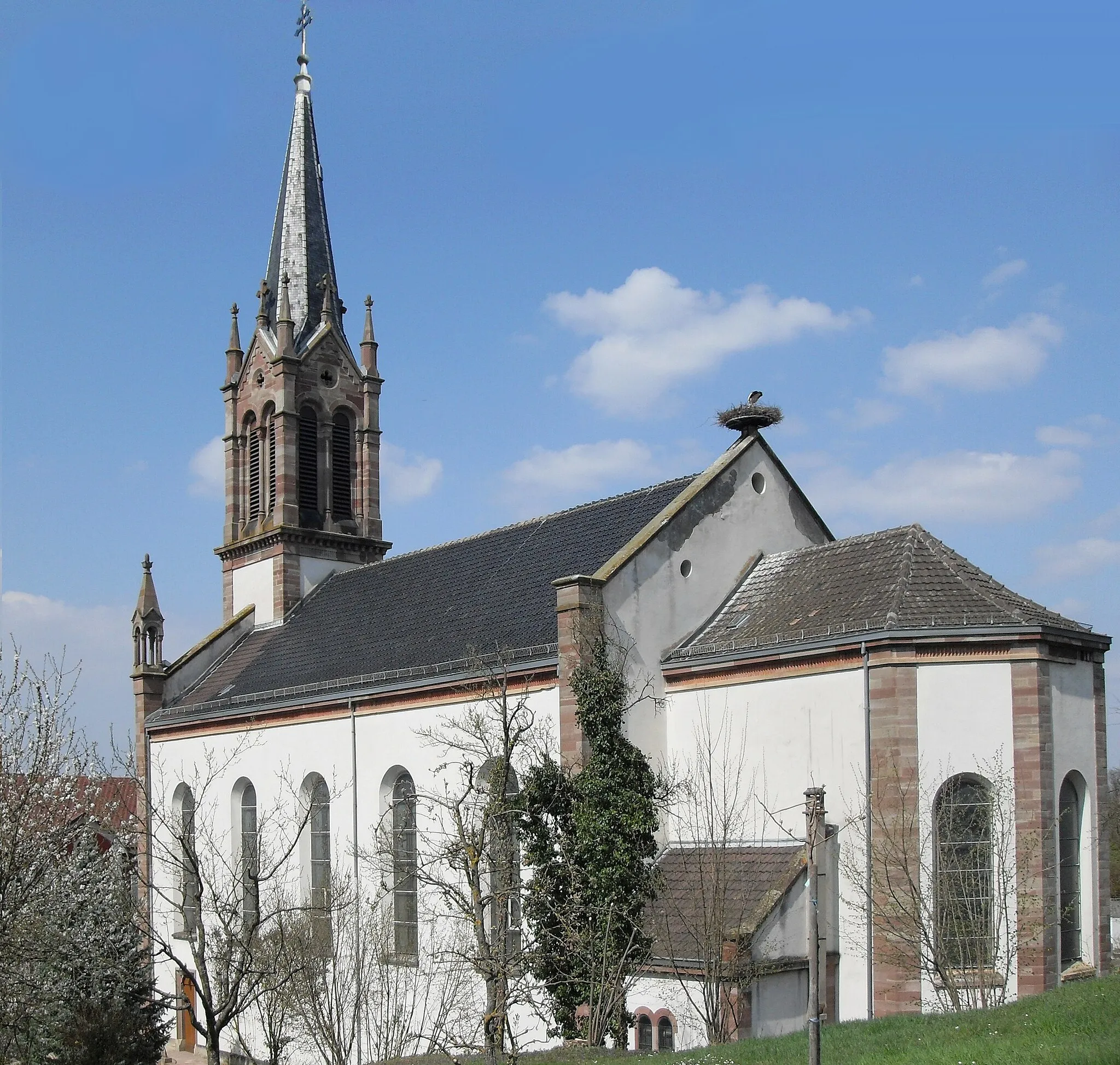 Photo showing: L'église Saint-Nicolas à Dietwiller, côté sud
