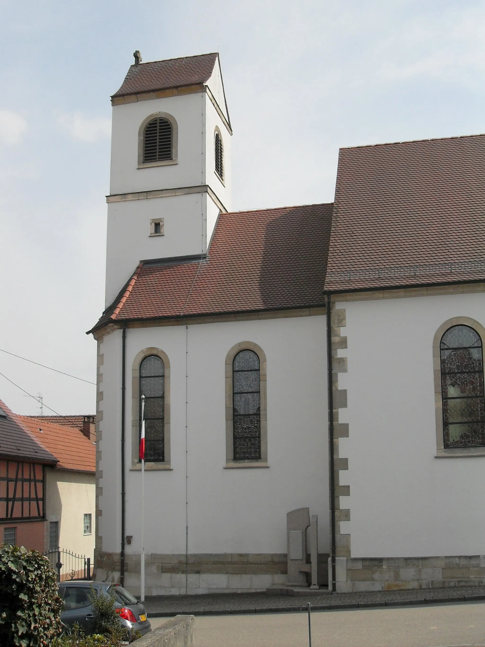 Photo showing: La tour d'église Saint-Etienne à Ranspach-le-Haut
