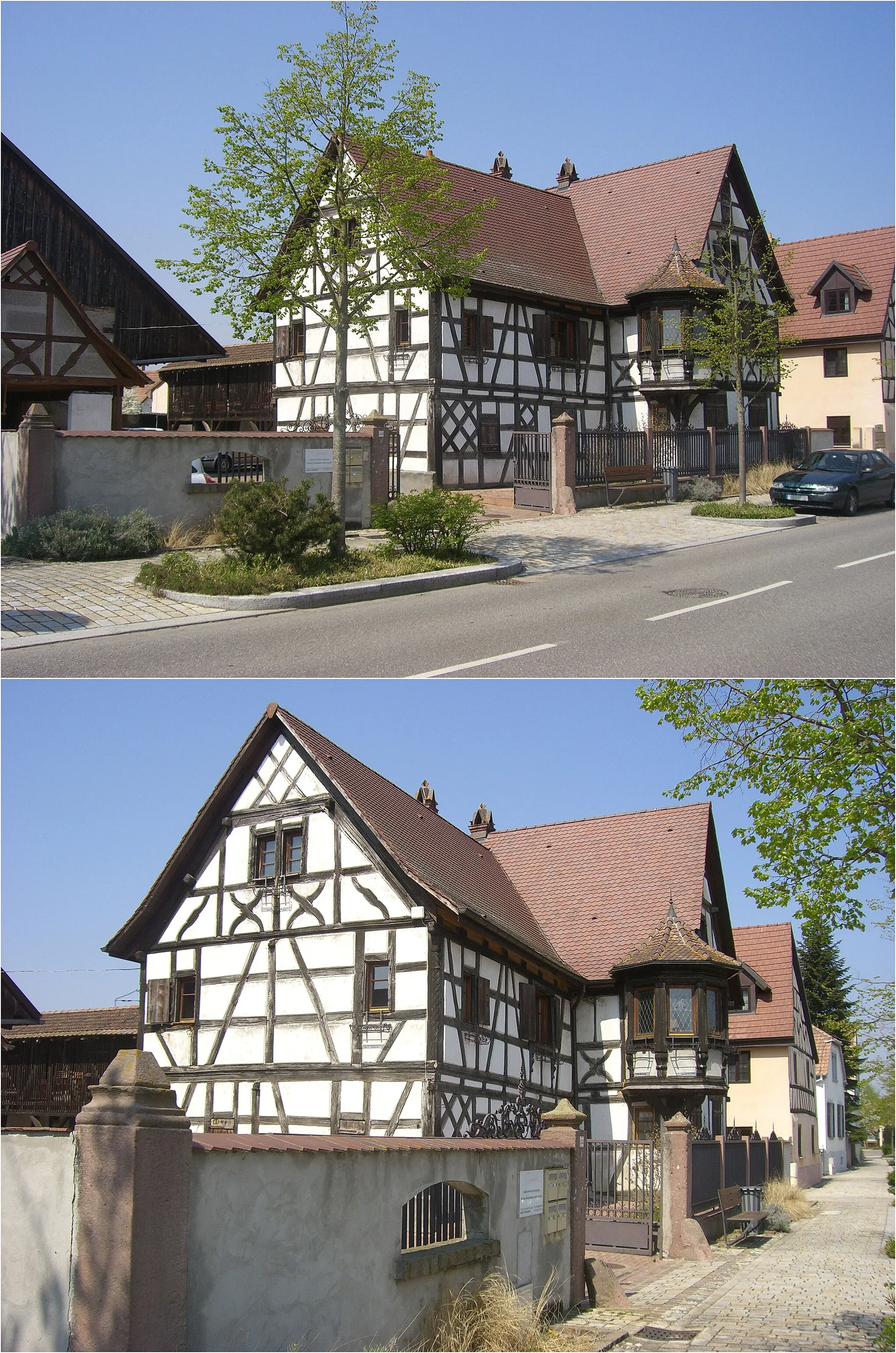 Photo showing: Maison alsacienne à colombages, maison à pans de bois et oriel d'angle, datant de 1680, inscrit aux monuments historiques.