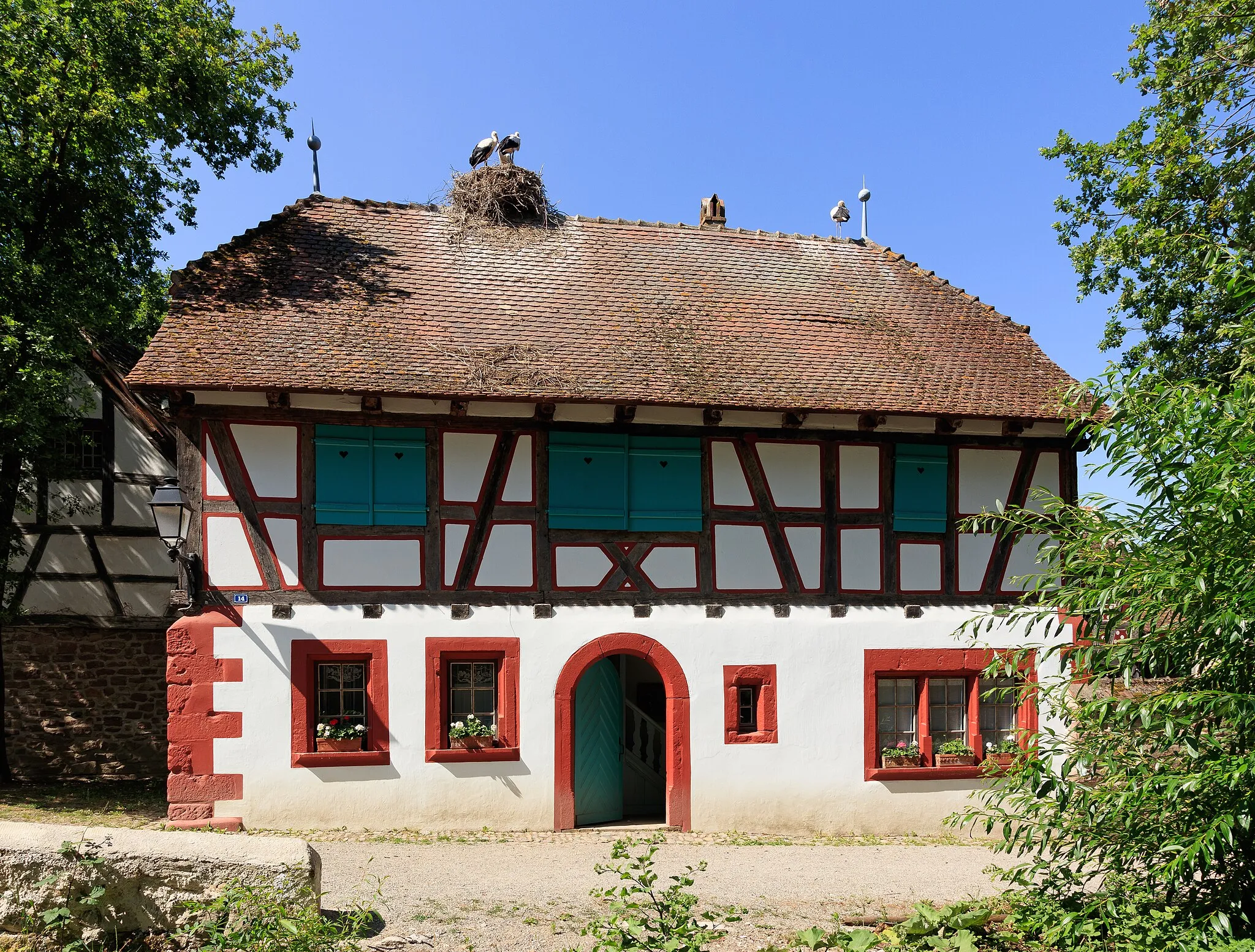 Photo showing: Half-timbered house from Rumersheim-le-Haut (Building No. 14), Écomusée d’Alsace, Ungersheim, Haut-Rhin, France.