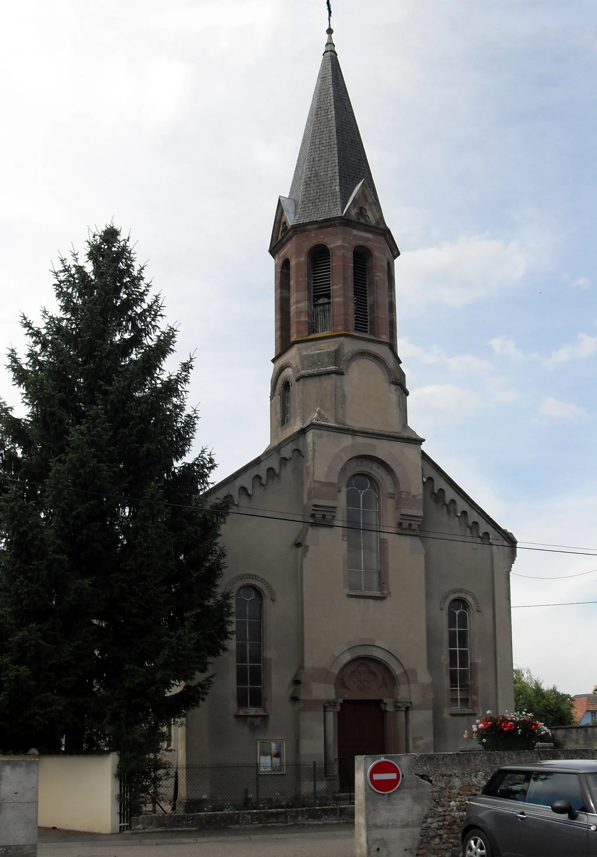 Photo showing: L'église protestante à Wolfgantzen, côté sud