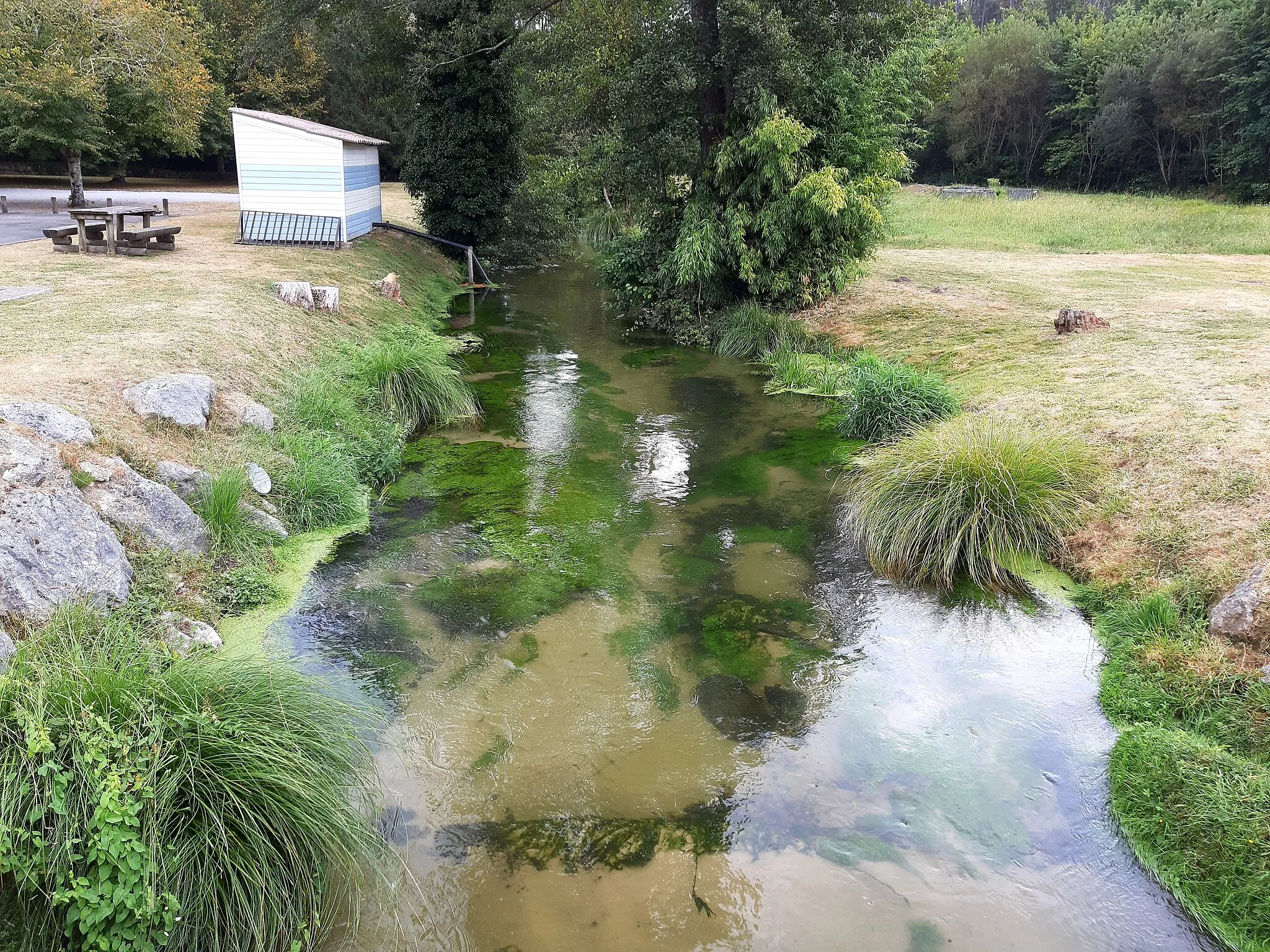 Photo showing: Ruisseau du Vignac et lavoir sur la commune de Lévignacq (Landes, France)