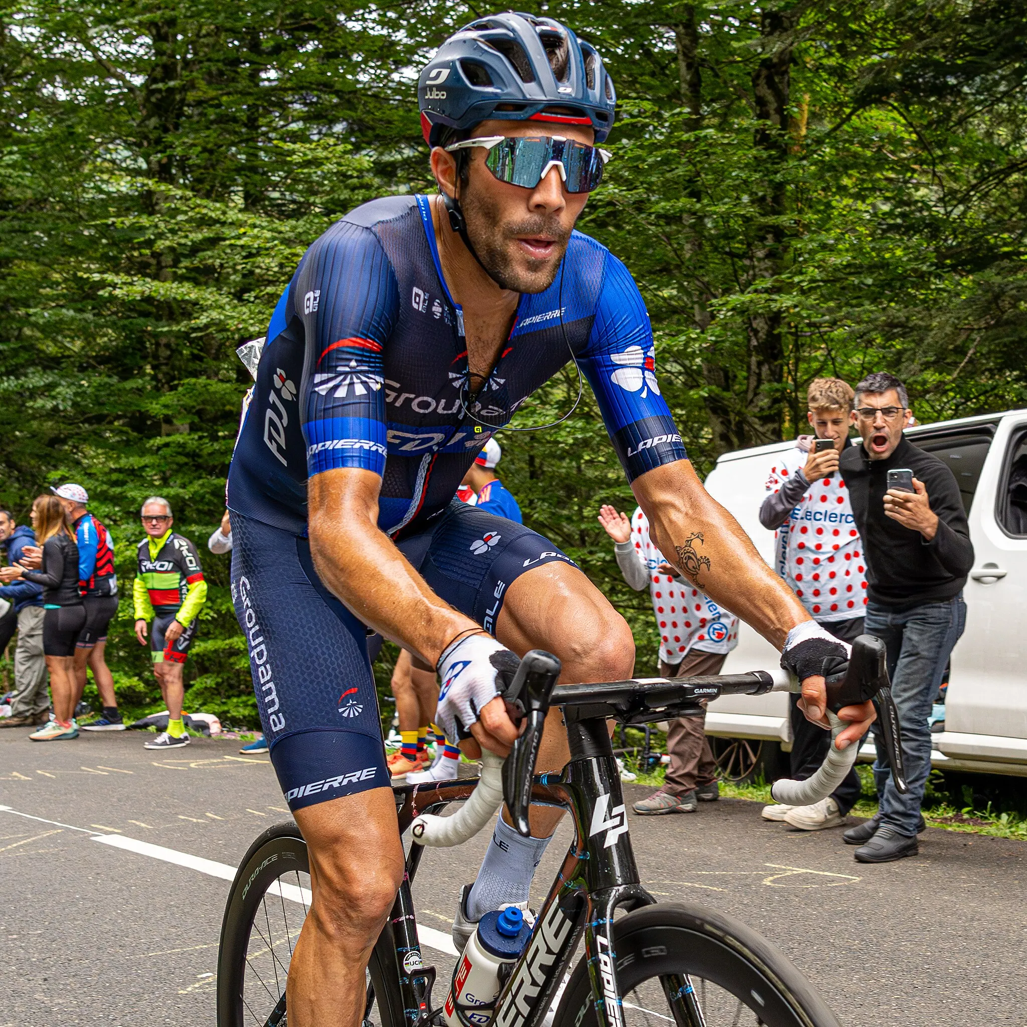 Photo showing: Thibaut Pinot in Marie Blanque during TDF 2023