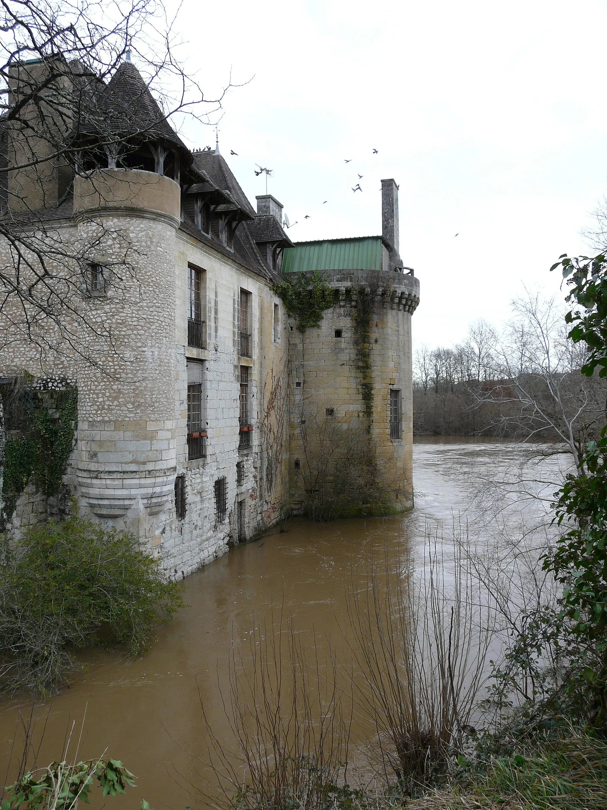 Photo showing: Le château de Rognac lors des crues de l'Isle, Bassillac, Dordogne, France