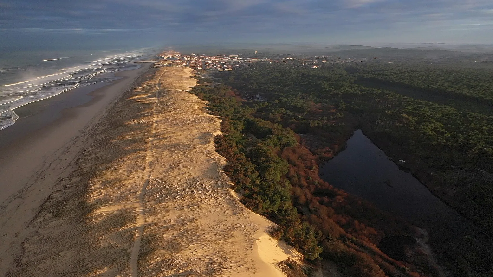 Photo showing: Petit étang de la Malloueyre à l'arrière du cordon dunaire de Mimizan-Plage. Crédit photo : Fred Viano