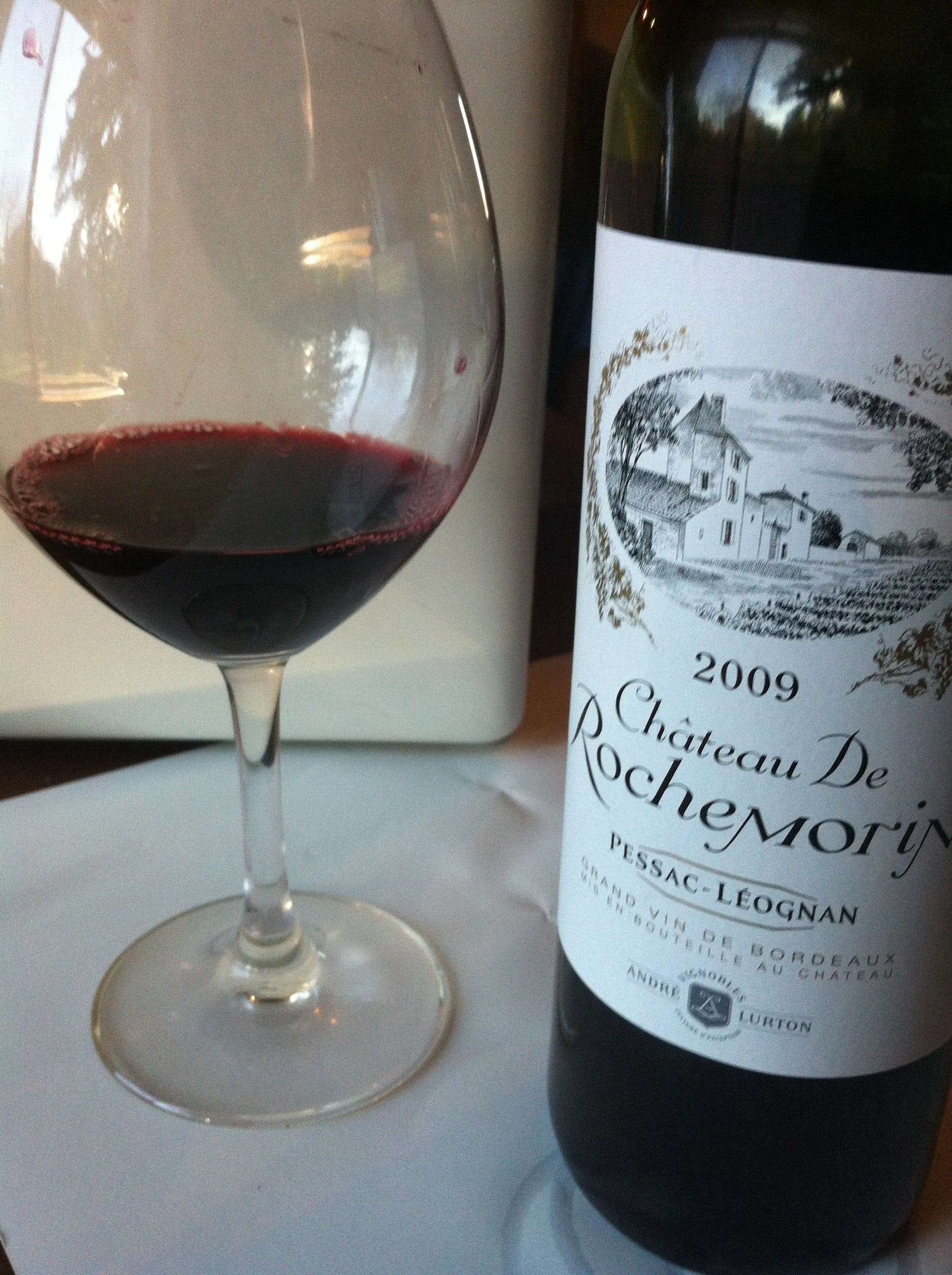 Photo showing: French Bordeaux from the left bank Pessac-Leognan region of the Graves. Made by Andre Lurton