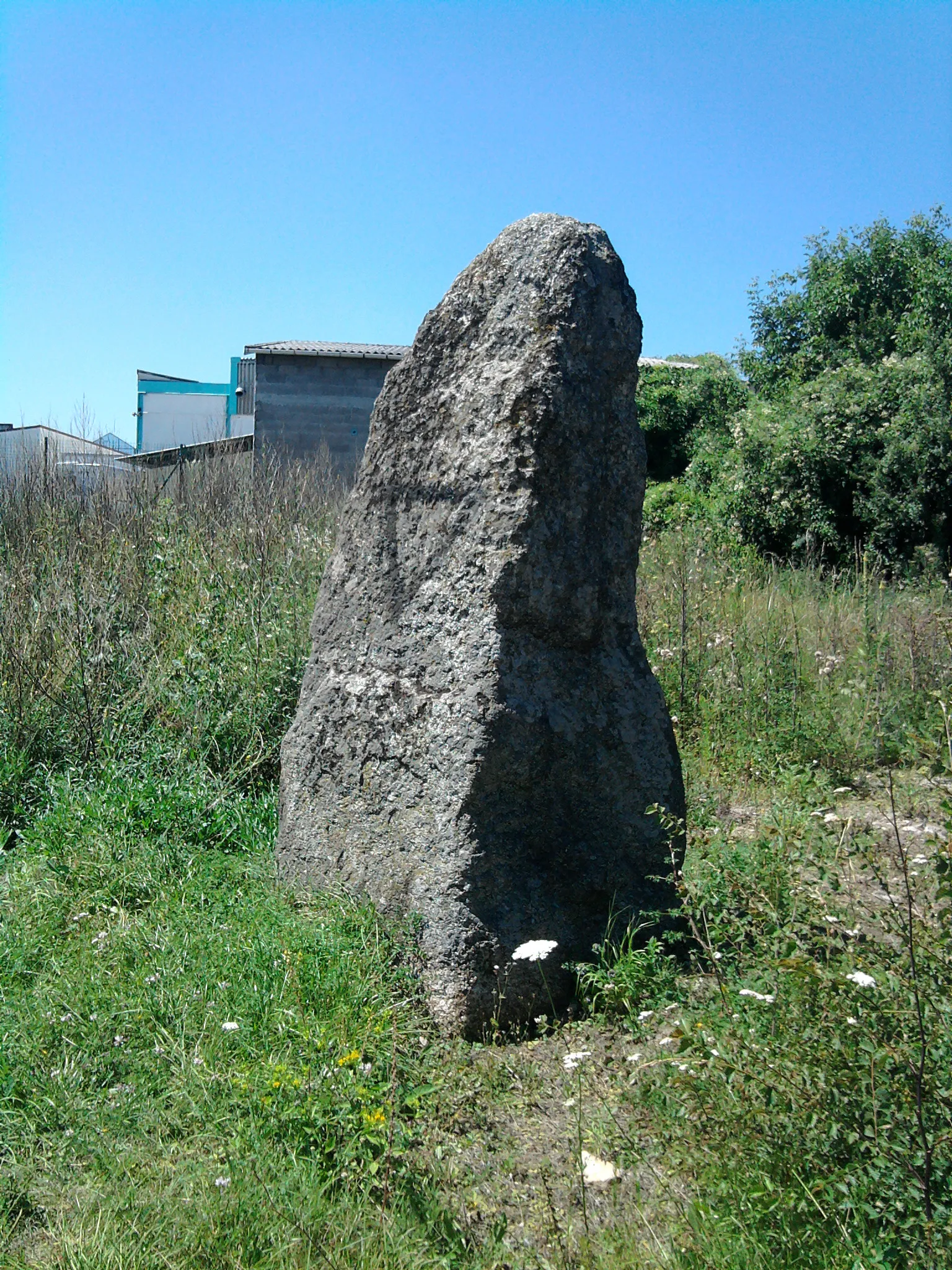 Photo showing: The menhir is located in the technologic park of La Pardieu (Aubière), in the avenue of Nicolas Bourbaki's group.