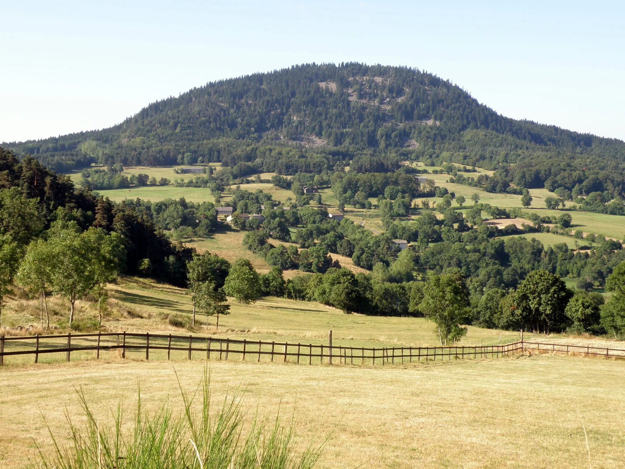 Photo showing: Commune de Saint-Julien-du-Pinet, dép. de la Haute-Loire, France (région Auvergne).
Flanc nord du suc de Jorance (alt. 1188m), point culminant de la commune de Saint-Julien-du-Pinet.