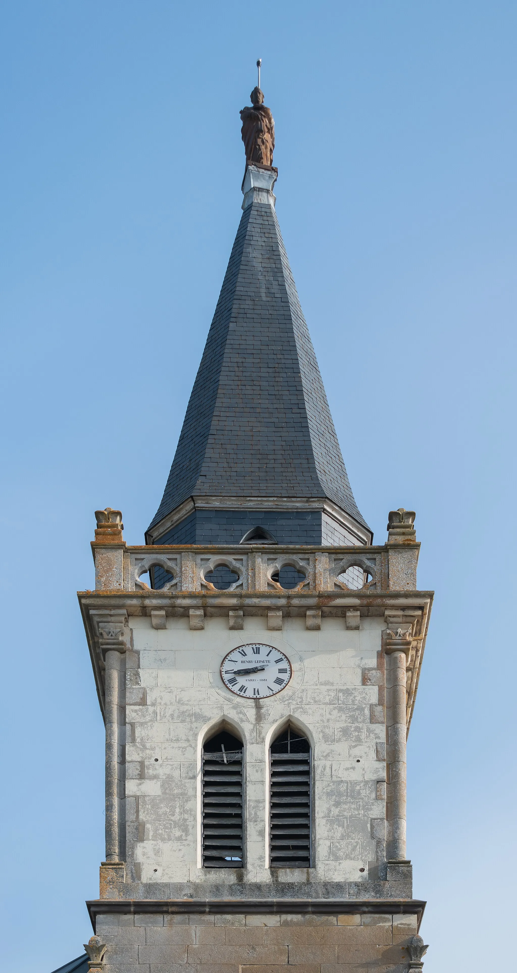 Photo showing: Bell tower of the Saint Joseph church in Chambérat, Allier, France