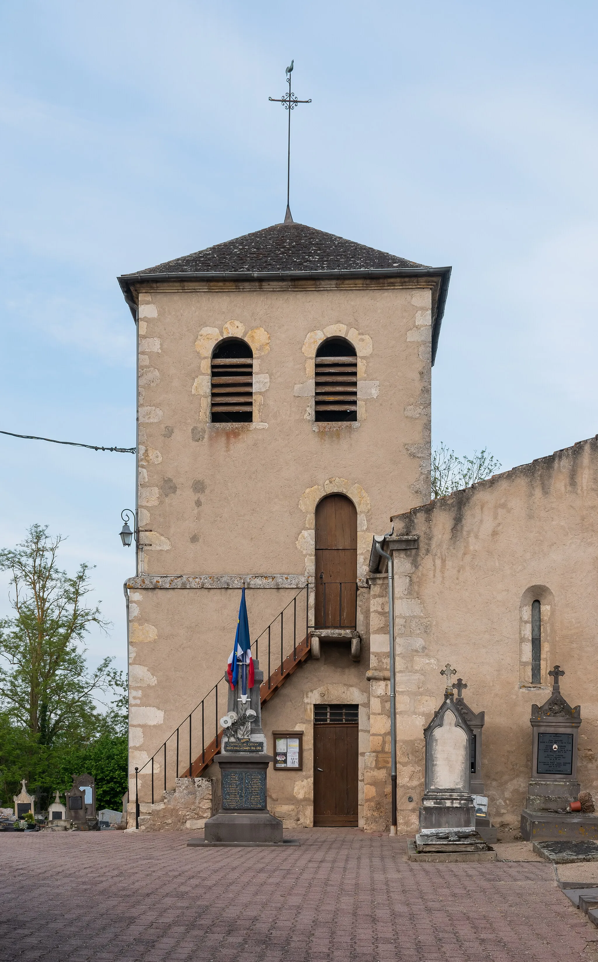 Photo showing: Bell tower of the Saint Germain church in Créchy, Allier, France