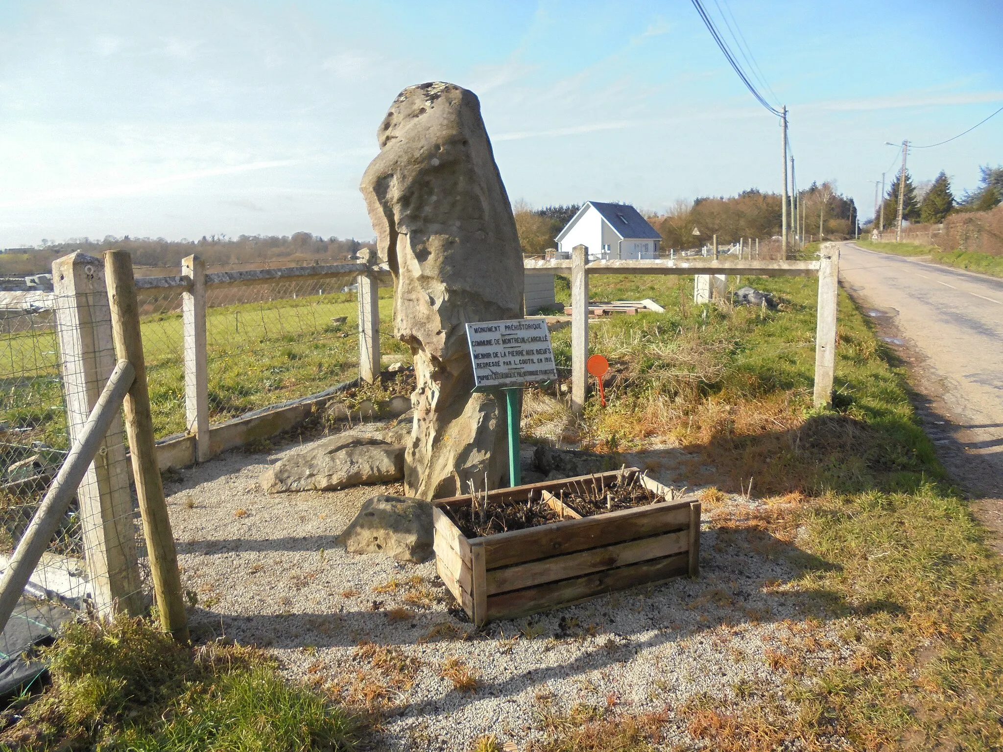 Photo showing: Menhir de la pierre aux boeufs à Montreuil l'Argillé dans l'Eure