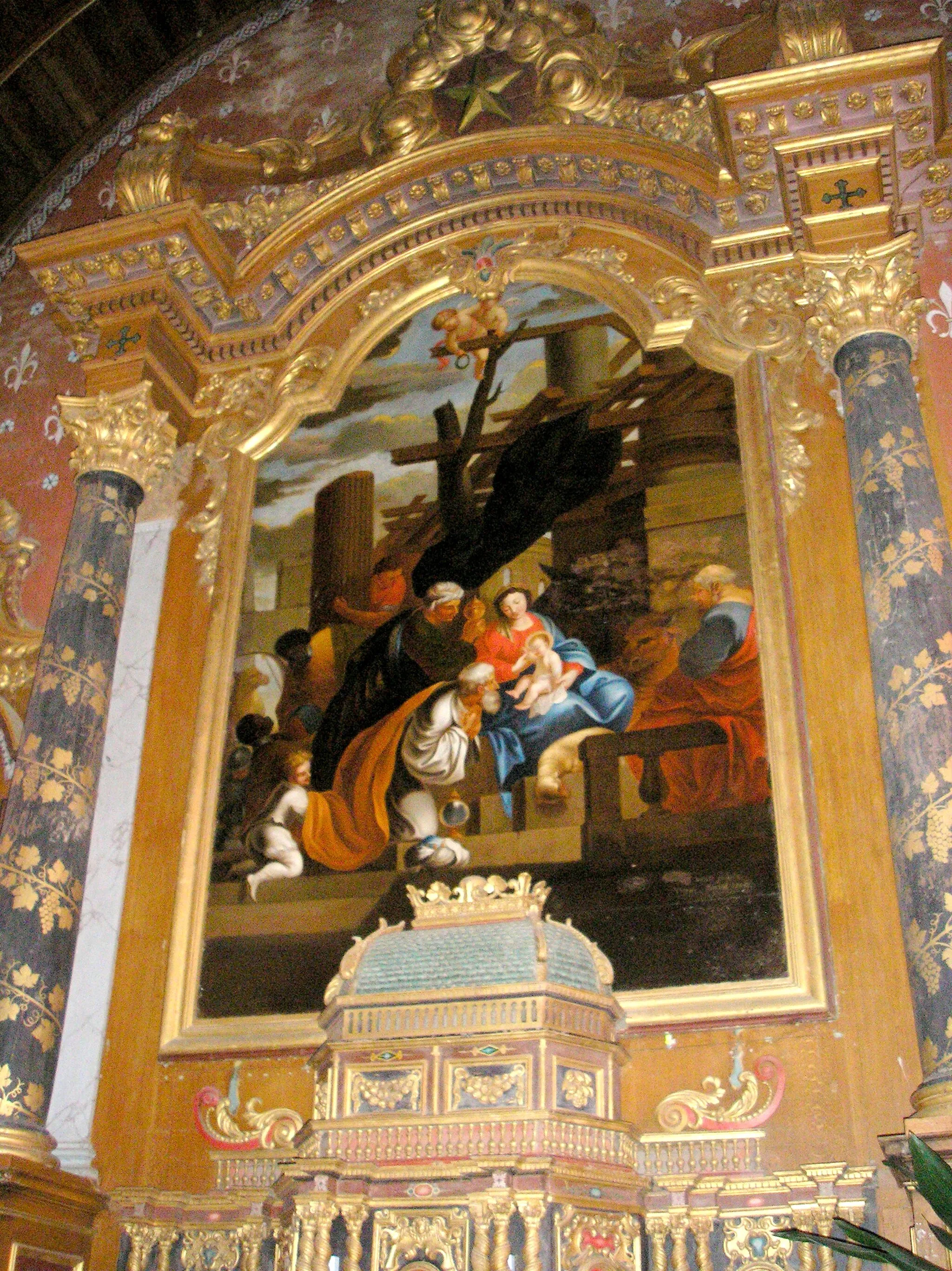 Photo showing: Mesnil-Clinchamps (Normandie, France). Le tableau L'Adoration des mages, dans l'église Saint-Martin.
