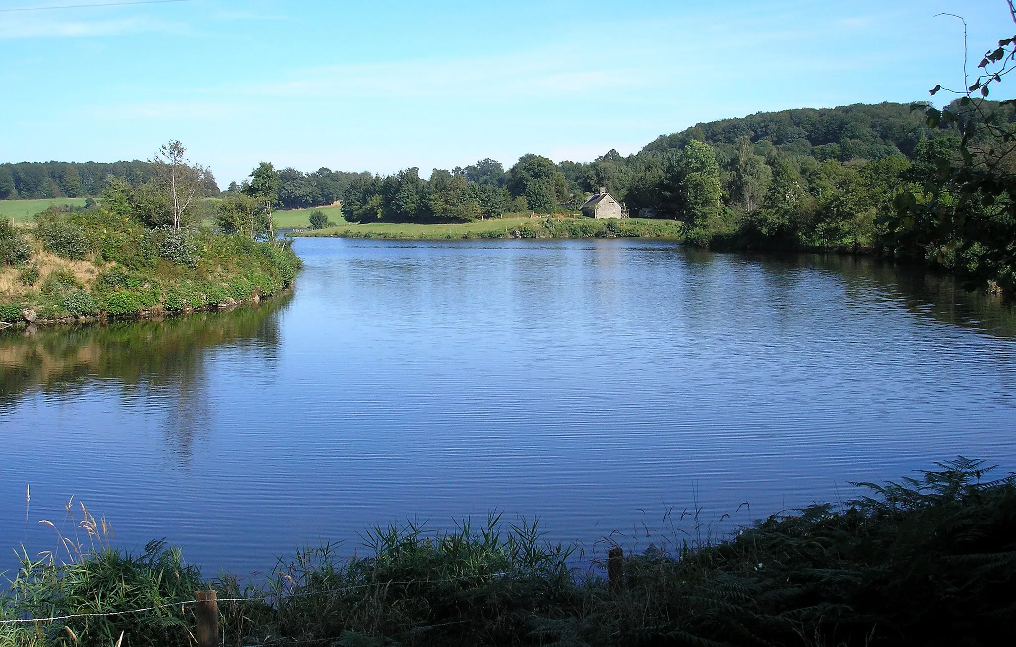 Photo showing: L'étang de la Visance entre Landisacq, à gauche, et Chanu, à droite (Normandie, France).