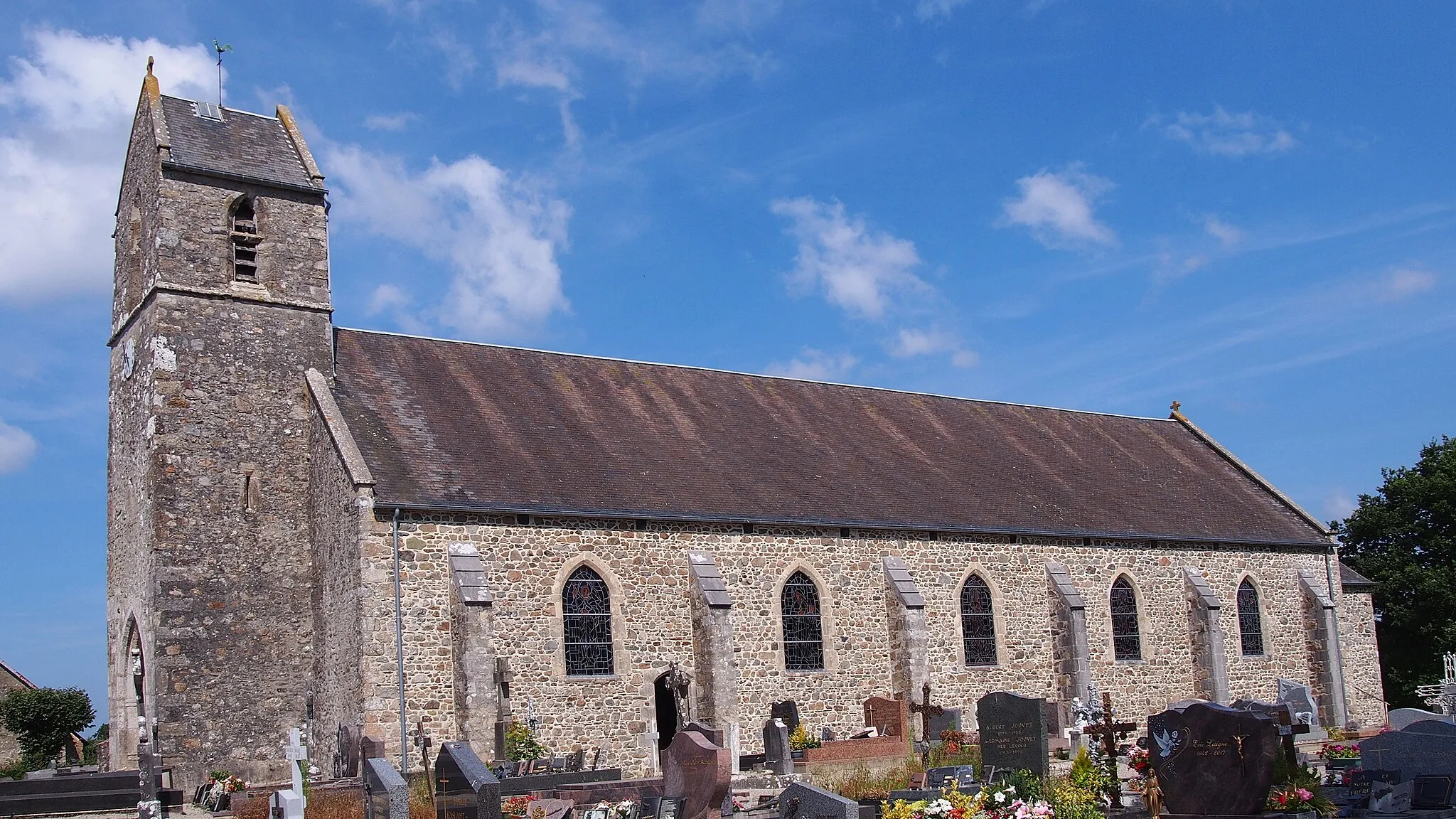 Photo showing: Vaudrimesnil (Normandie, France). L'église Saint-Manvieu.