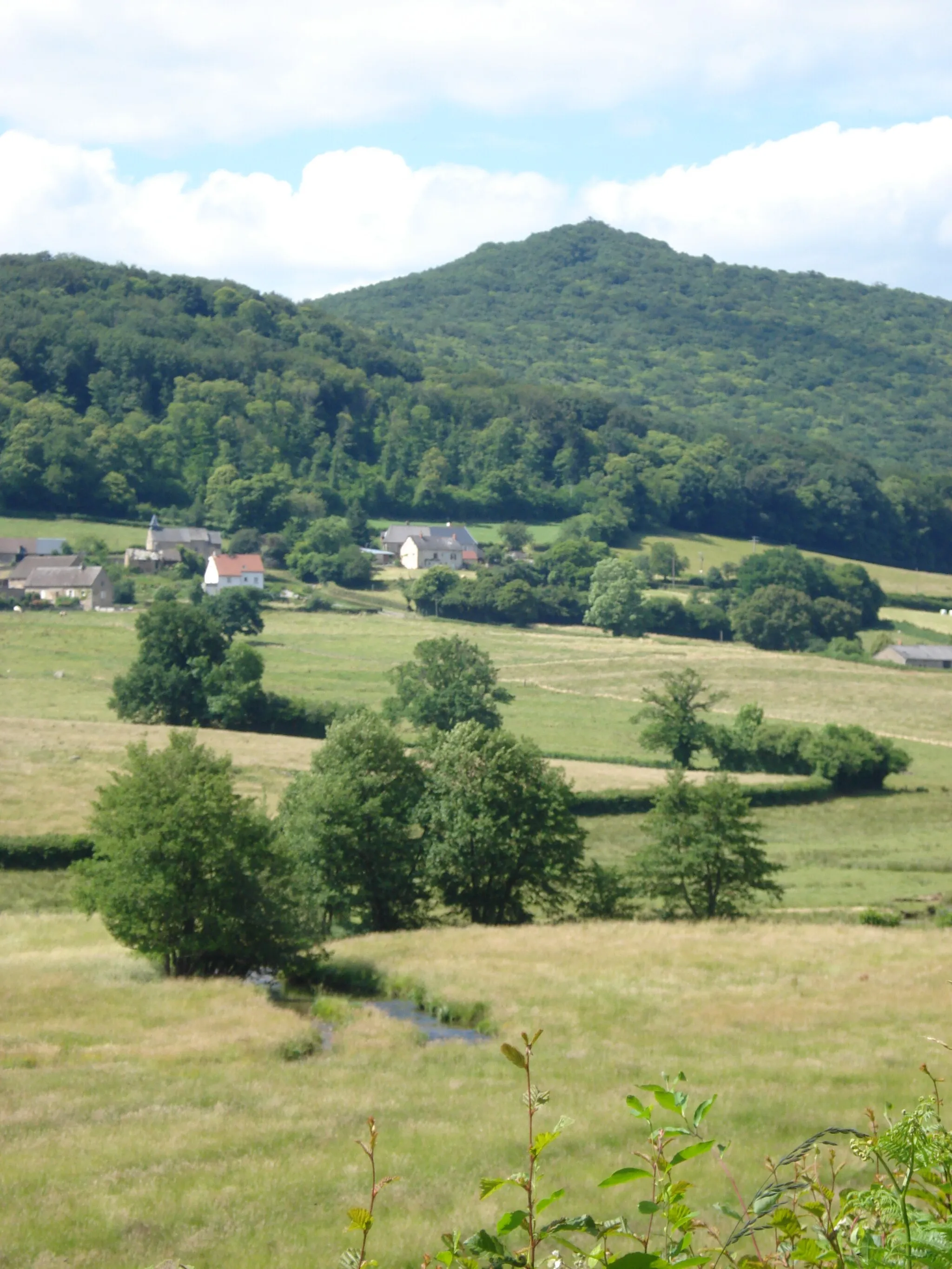 Photo showing: La Roche (rivière), St.Gengoult (hameau) et le Mont Touleur.