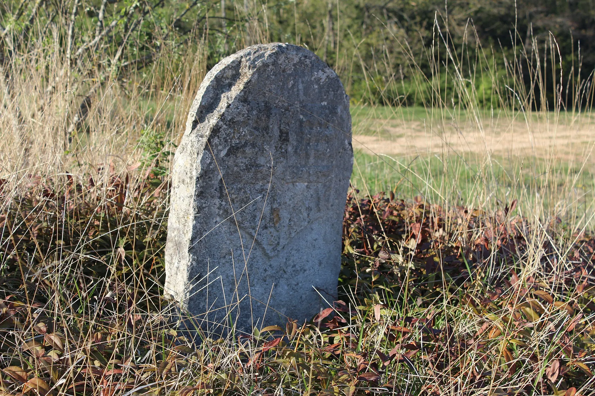 Photo showing: Borne armoriée du Mont-Morin, Mercurey.