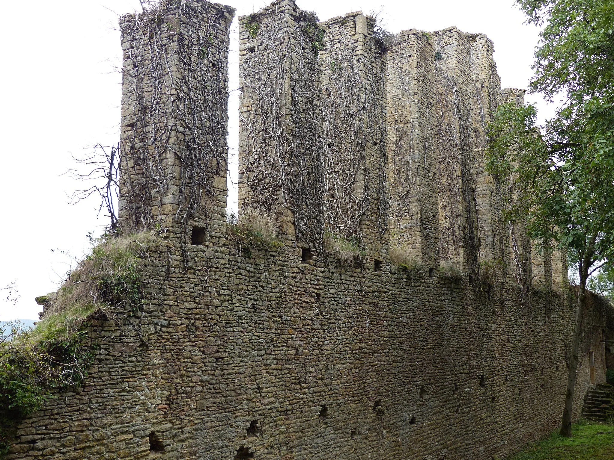 Photo showing: Les 9 piliers du jeu de paume du château de Lourdon.
Photo prise pendant une visite organisée durant les journées du patrimoine 2017.