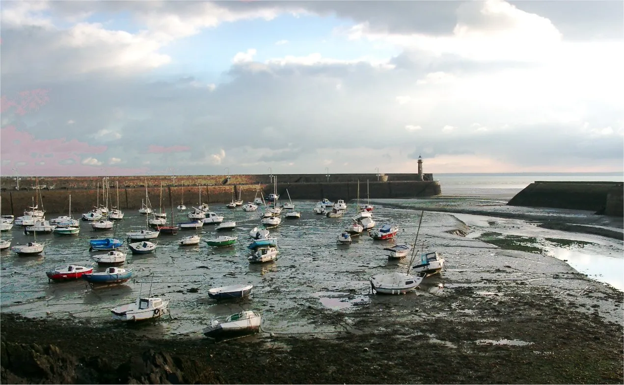 Photo showing: L'avant-port de Binic à marée basse