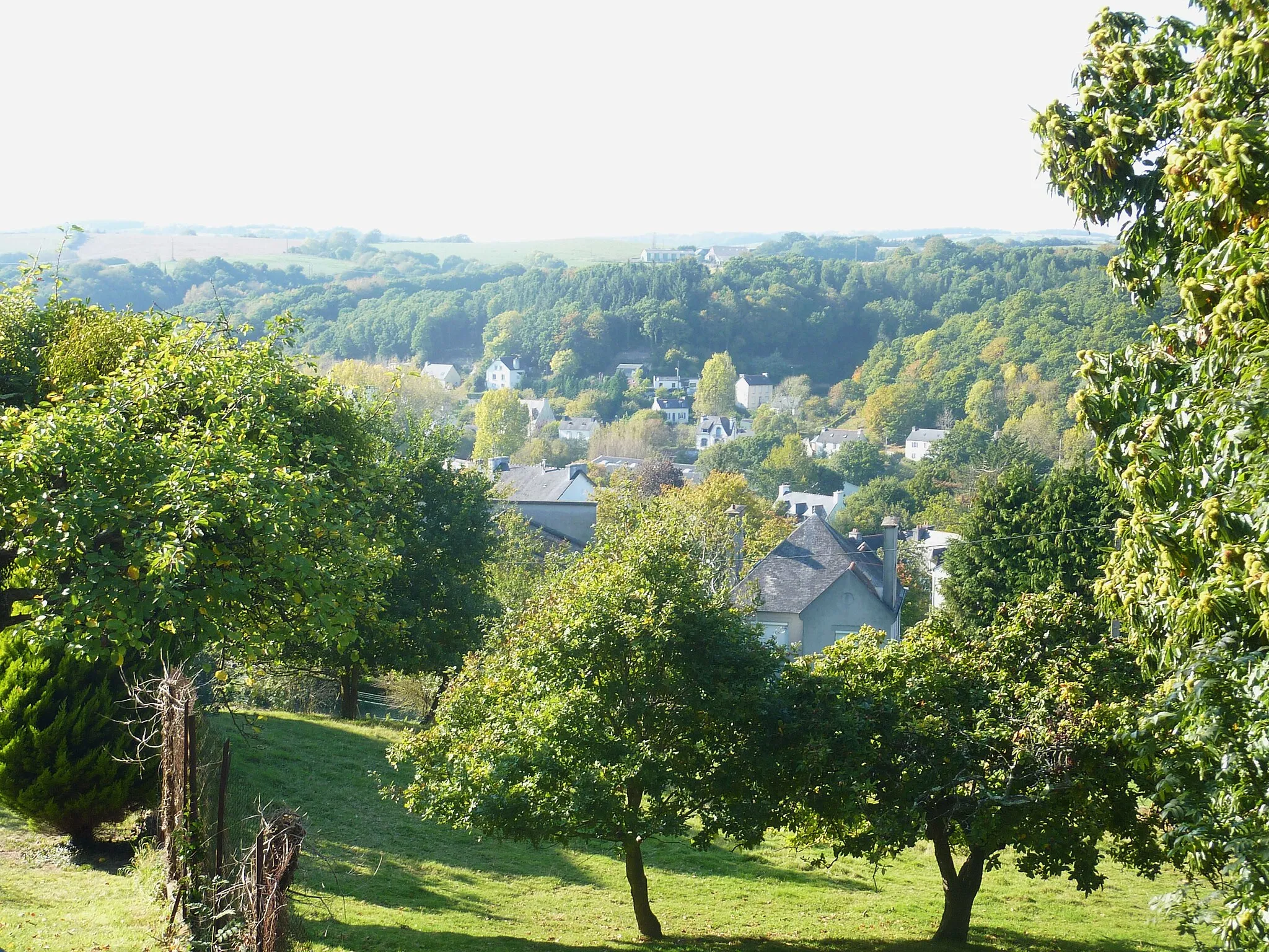 Photo showing: Pont-de-Buis : la vallée de la Douffine et le quartier de Ty-Beuz vus depuis la mairie