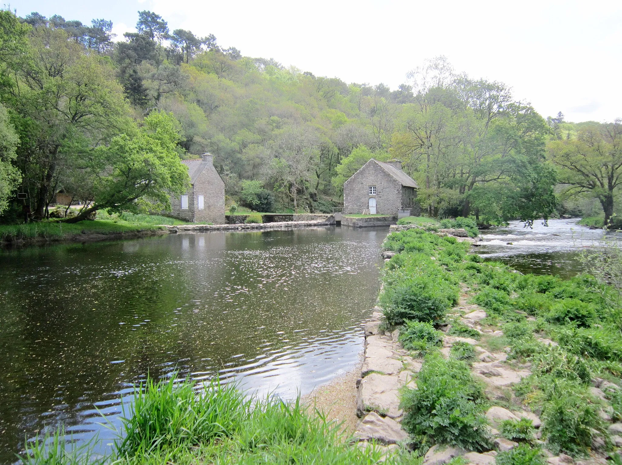 Photo showing: L'Ellé au niveau du moulin de Kergueff (limite entre les communes de Tréméven, Rédené et Arzano).