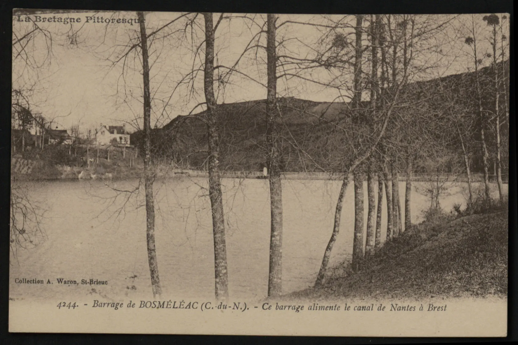 Photo showing: La Bretagne pittoresque. Barrage de Bosméléac... Ce barrage alimente le canal de Nantes à Brest.