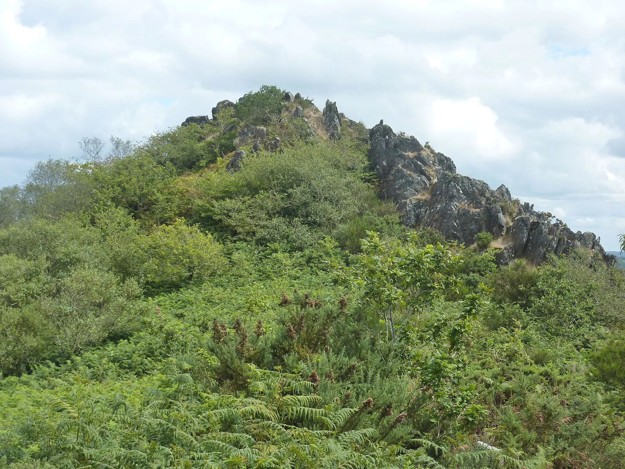 Photo showing: Gouézec : la "Roche du Feu" (Karreg an Tan), 281 mètres d'altitude, vue du sud (un des sommets des montagnes Noires).