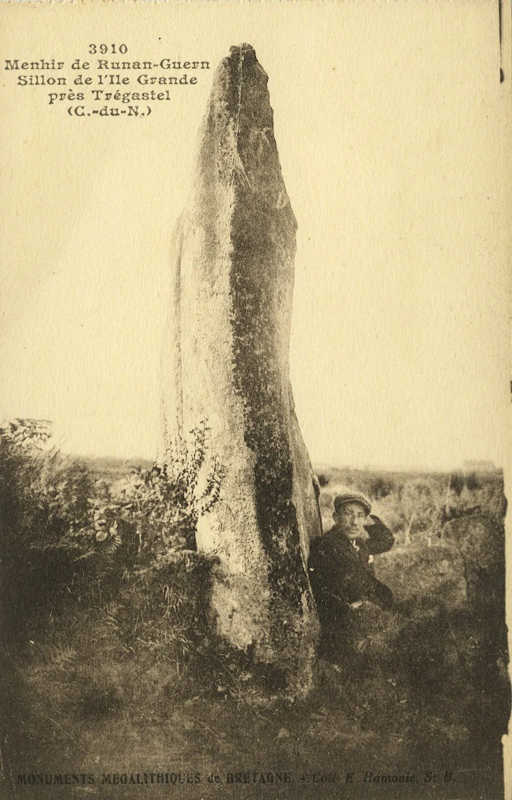 Photo showing: Pleumeur-Bodou. Menhir de Runan-Guern - Sillon de l'Ile Grande près Trégastel.