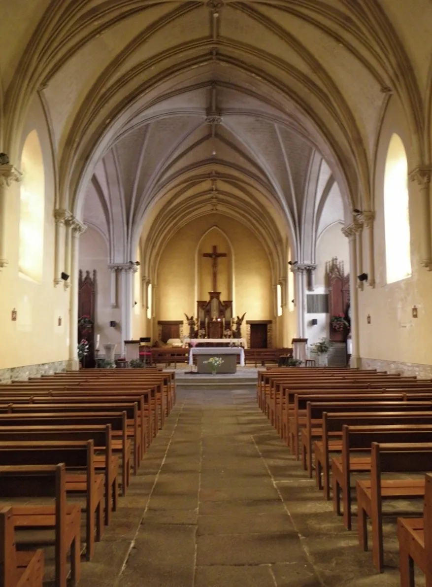 Photo showing: Intérieur de l'église Saint-Martin de Montours (35). Nef.