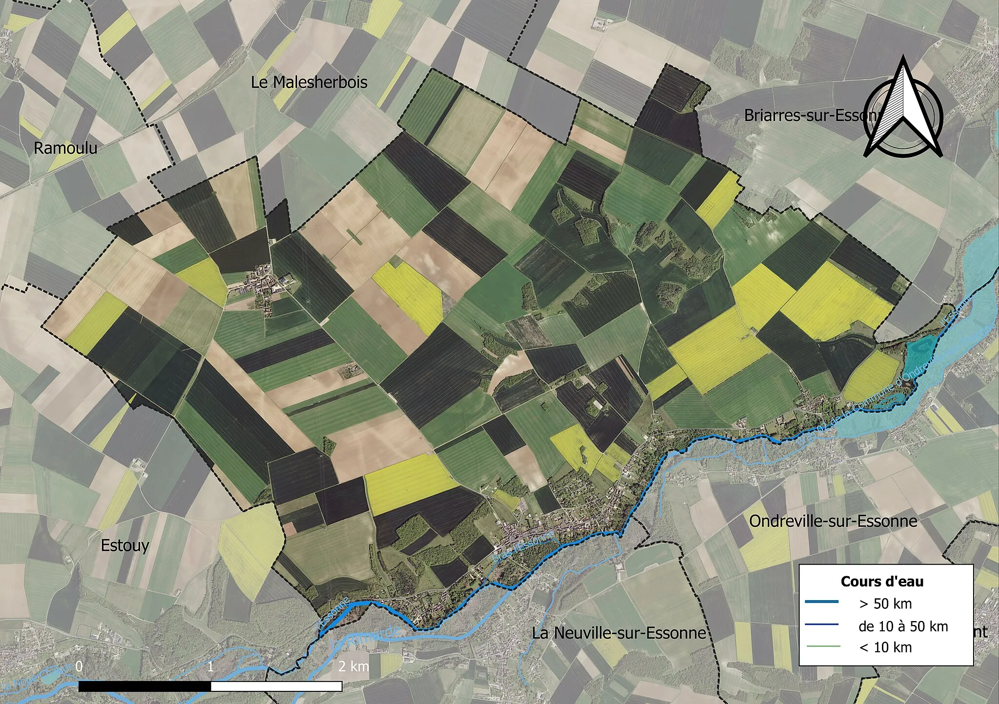 Photo showing: Carte orhophotogrammétrique de la commune de fr:Aulnay-la-Rivière (France).